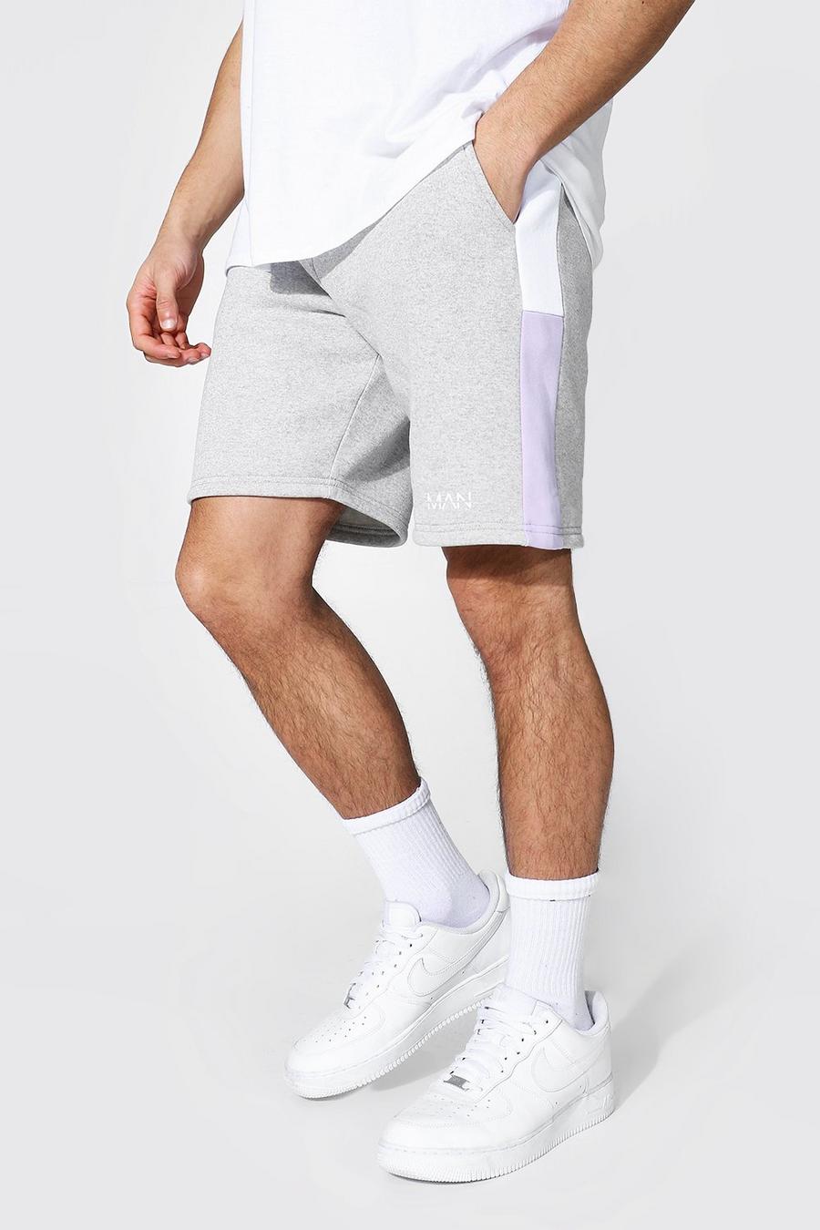 Pantalones cortos de punto con bloques de color estándar MAN, Morado image number 1