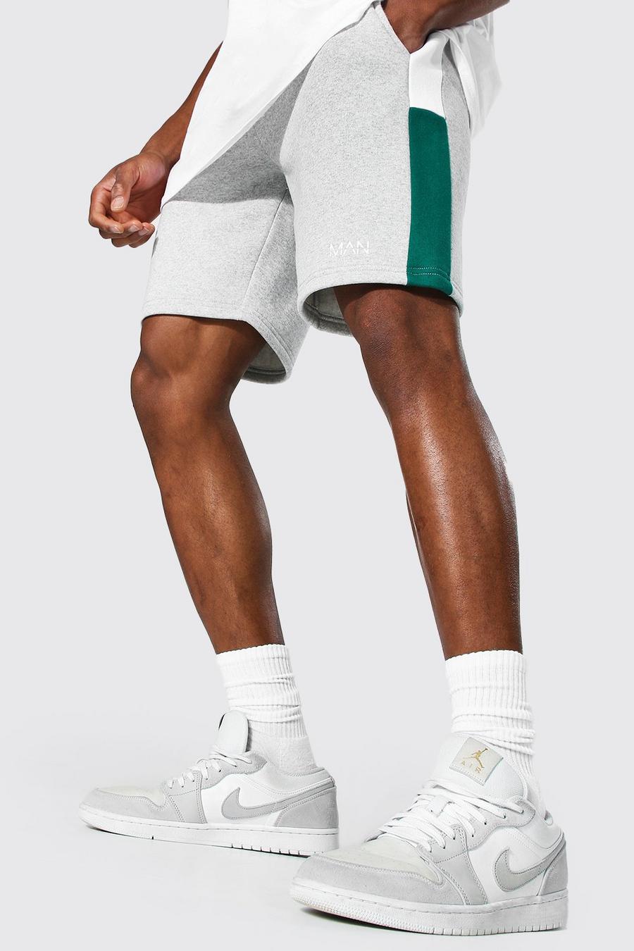 Regular-Fit Man Jersey-Shorts mit Colorblock, Grün image number 1