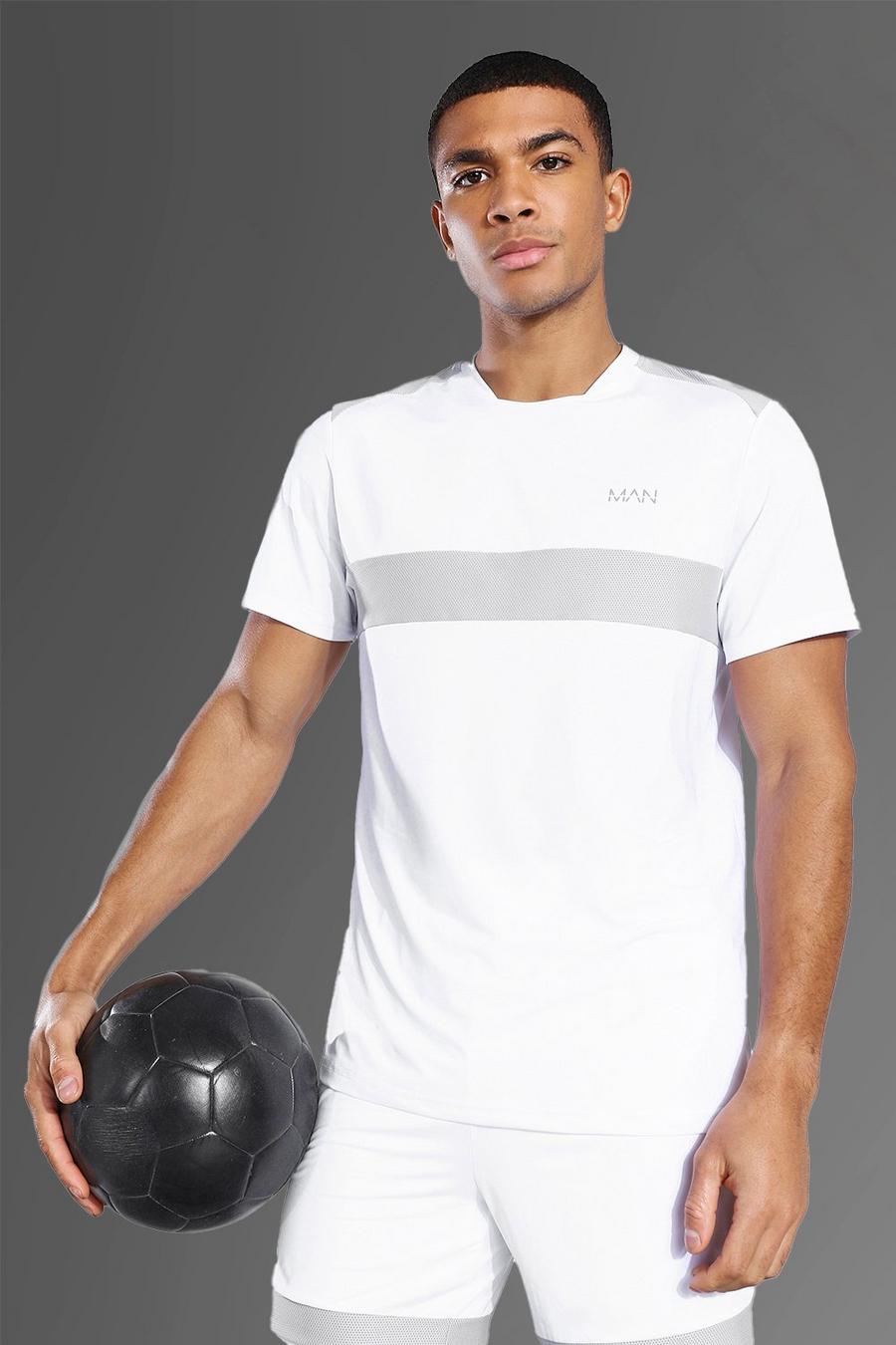 T-shirt con pannello in rete Man Active, Bianco image number 1