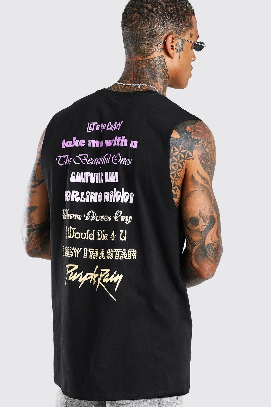 Camiseta de tirantes con sisa caída y licencia por delante y por detrás Prince, Negro image number 1