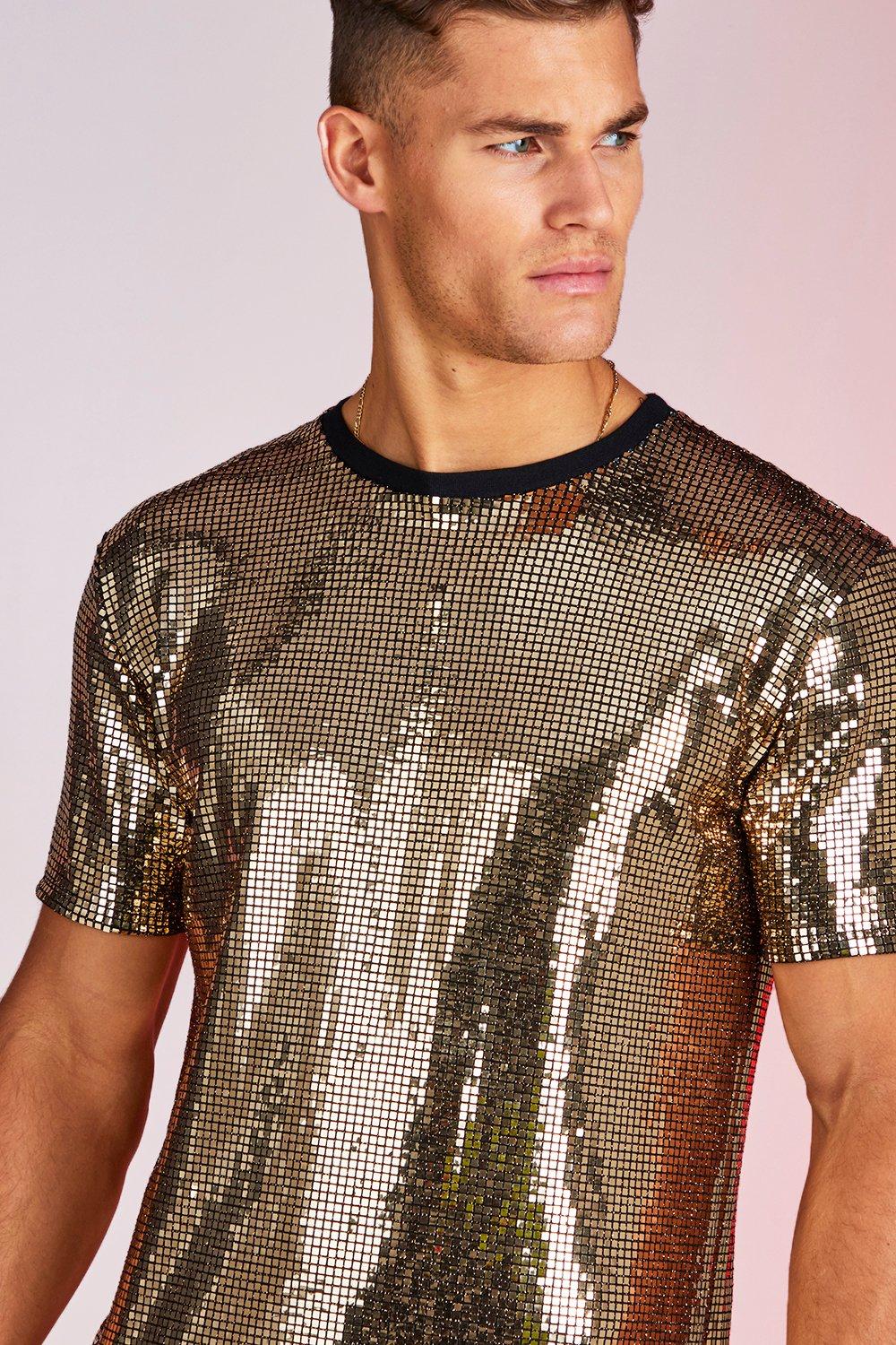 IX.02 - Move your body on the dance floor tonight Baby !  Male-square-sequin-party-t-shirt