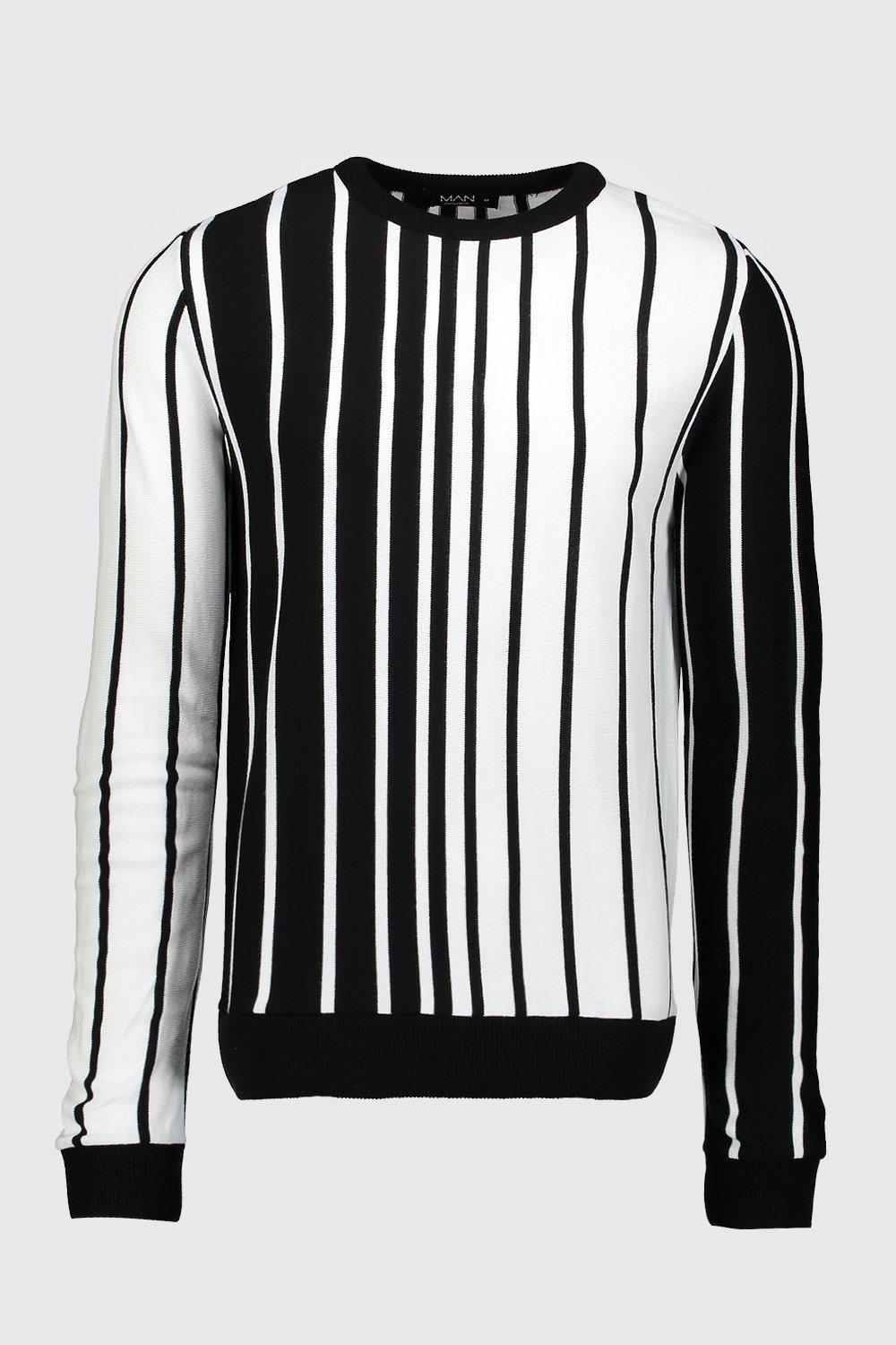 Black and white 2024 vertical striped sweater