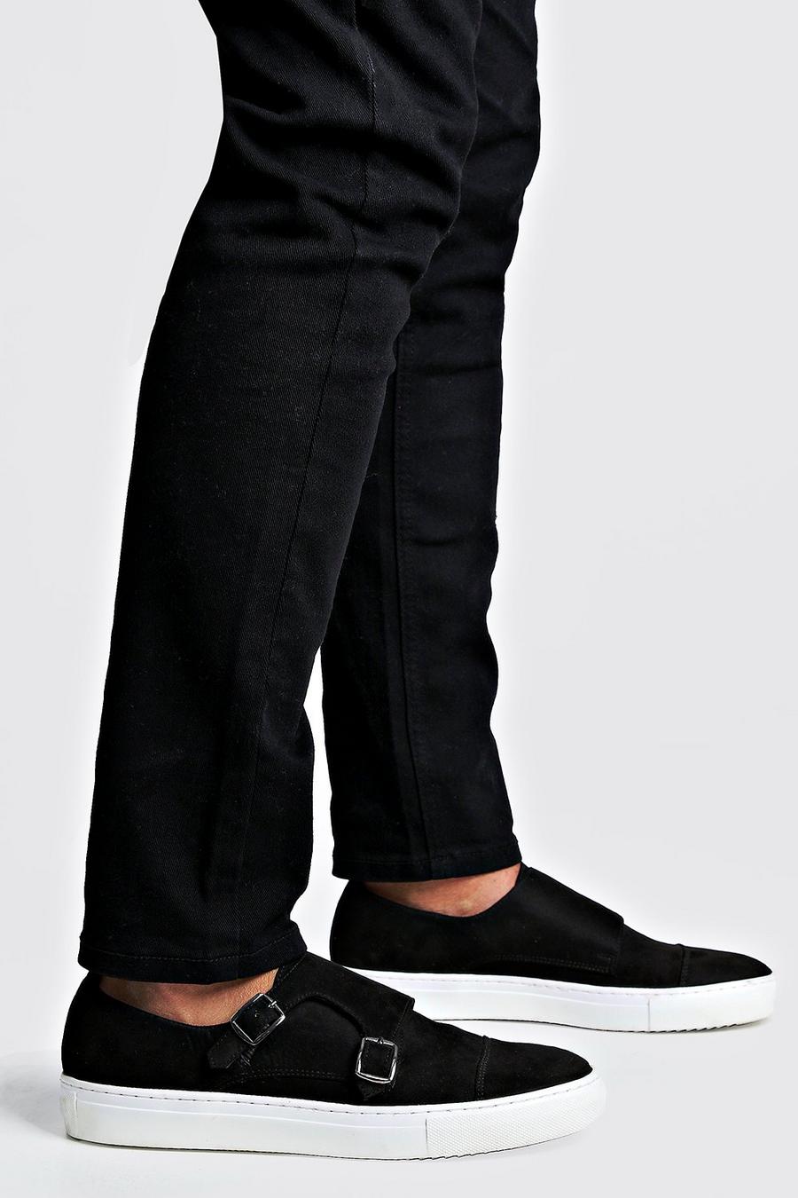 Zapatillas deportivas de terciopelo con hebilla, Negro image number 1