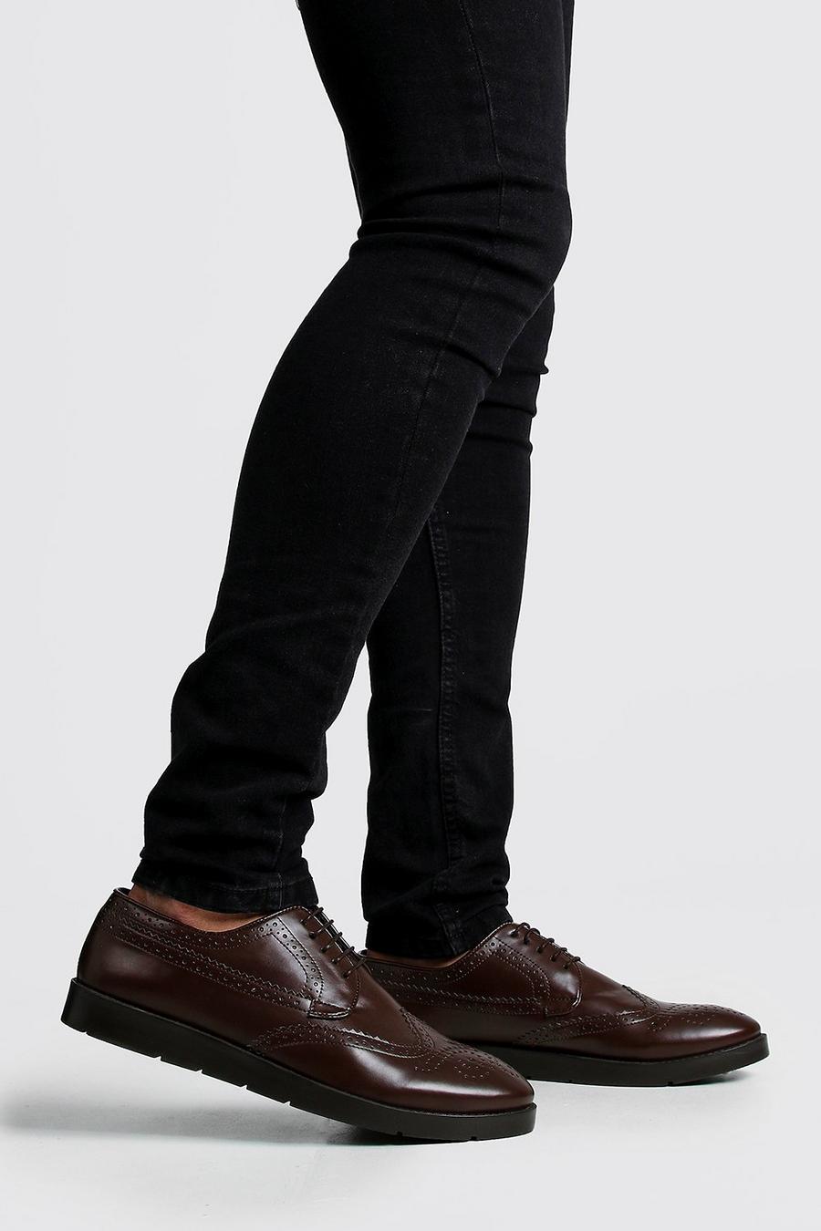 Zapatos Oxford de piel sintética con suela de crepé, Marrón image number 1