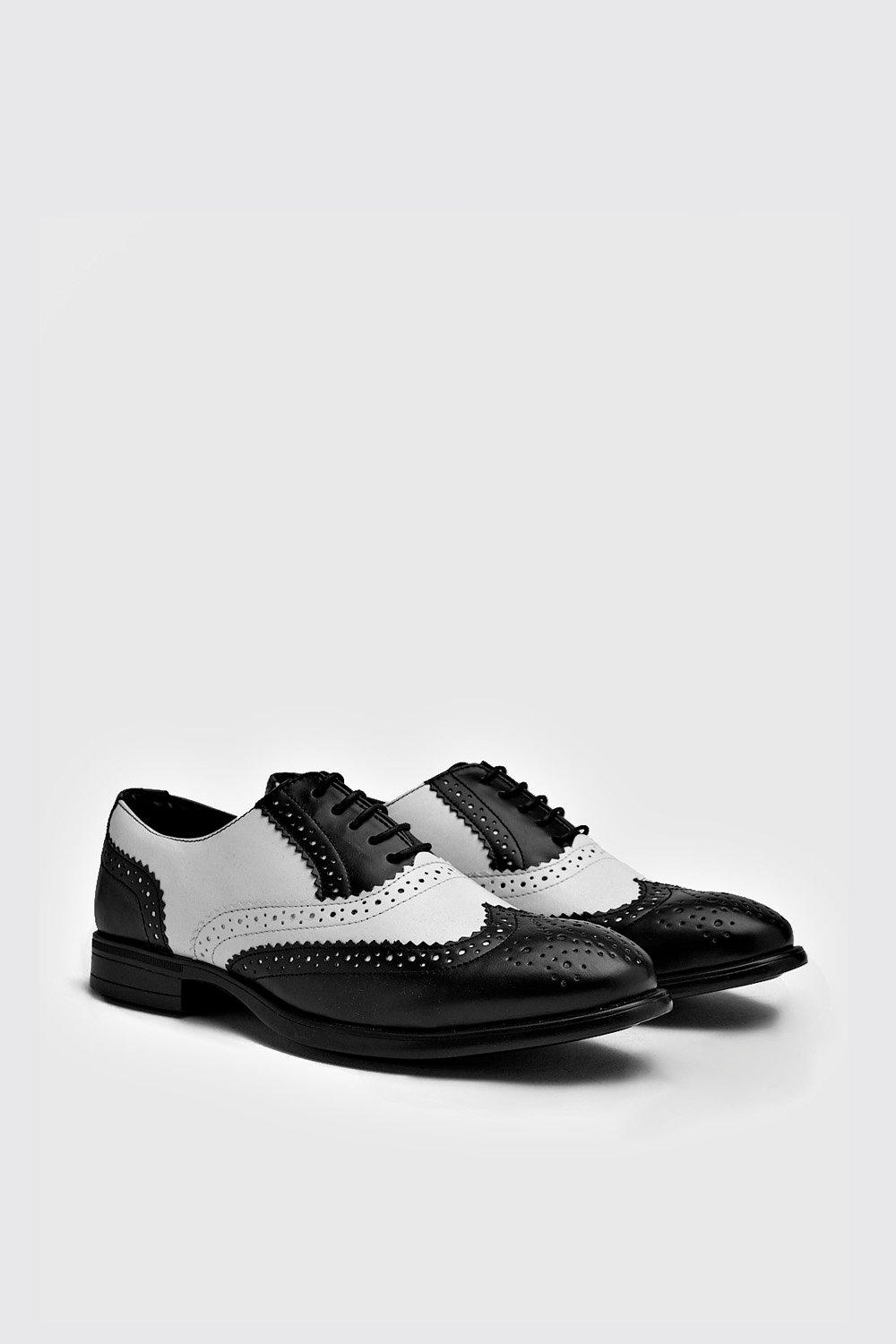 Black and best sale white brogues mens