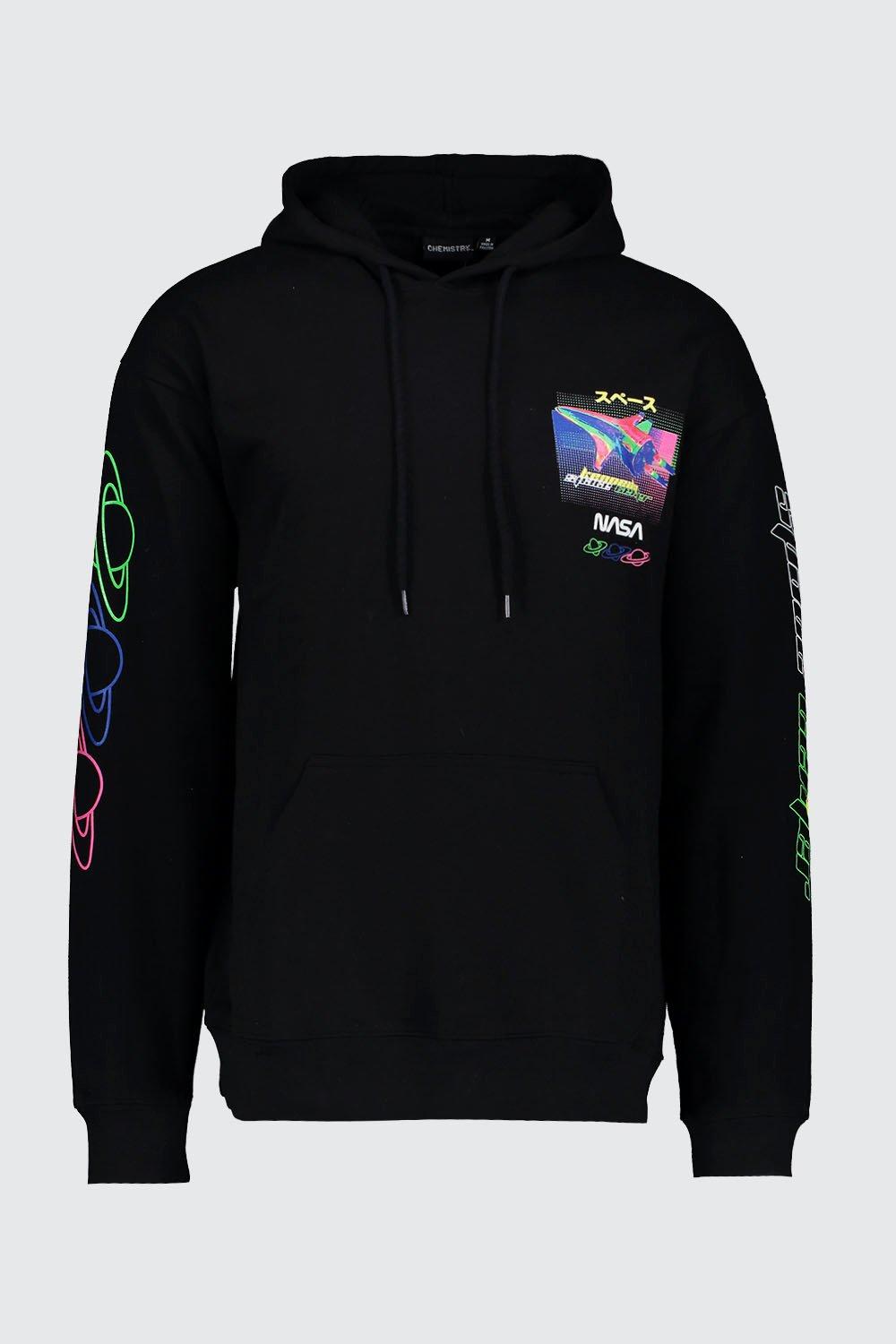 NASA Neon Back And Sleeve Print Hoodie boohoo