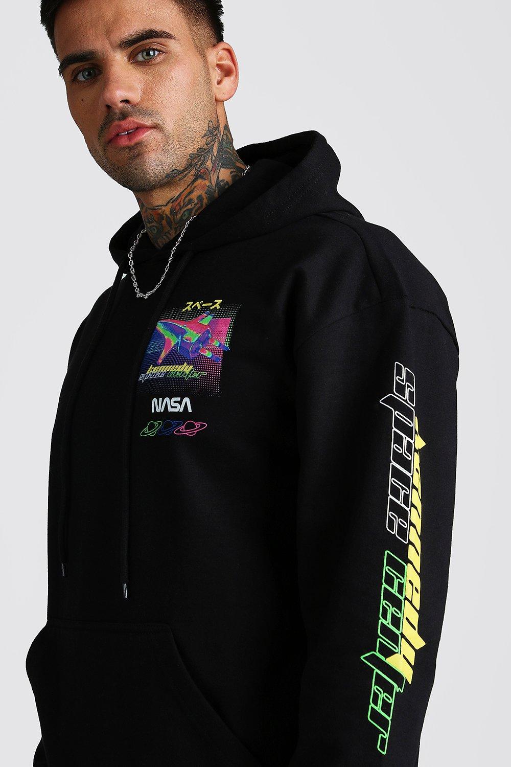 Sudadera con capucha y estampado NASA en ne n en espalda y manga