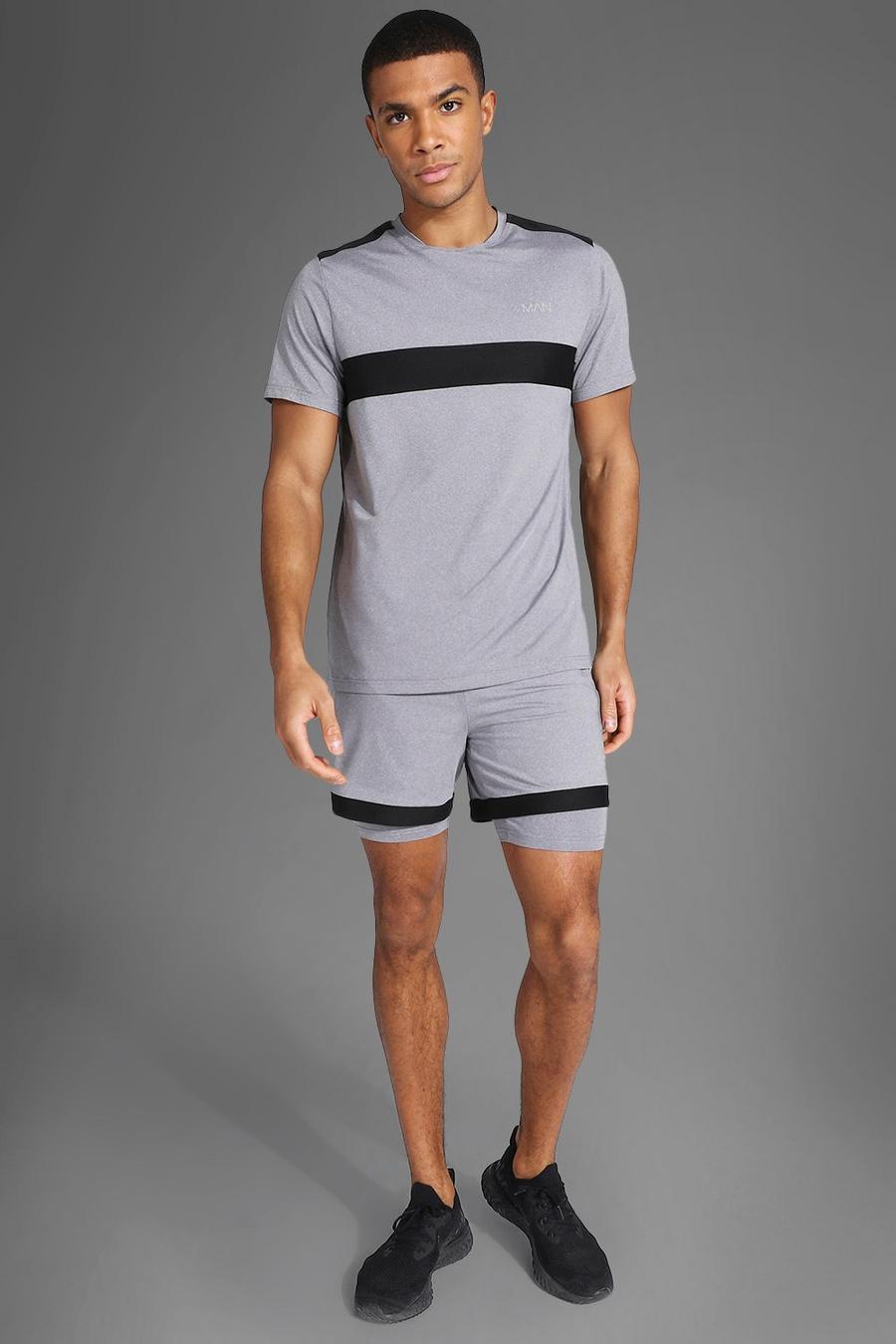MAN Active 2-in-1 Shorts-Sets mit Reißverschlusstasche, Grau image number 1