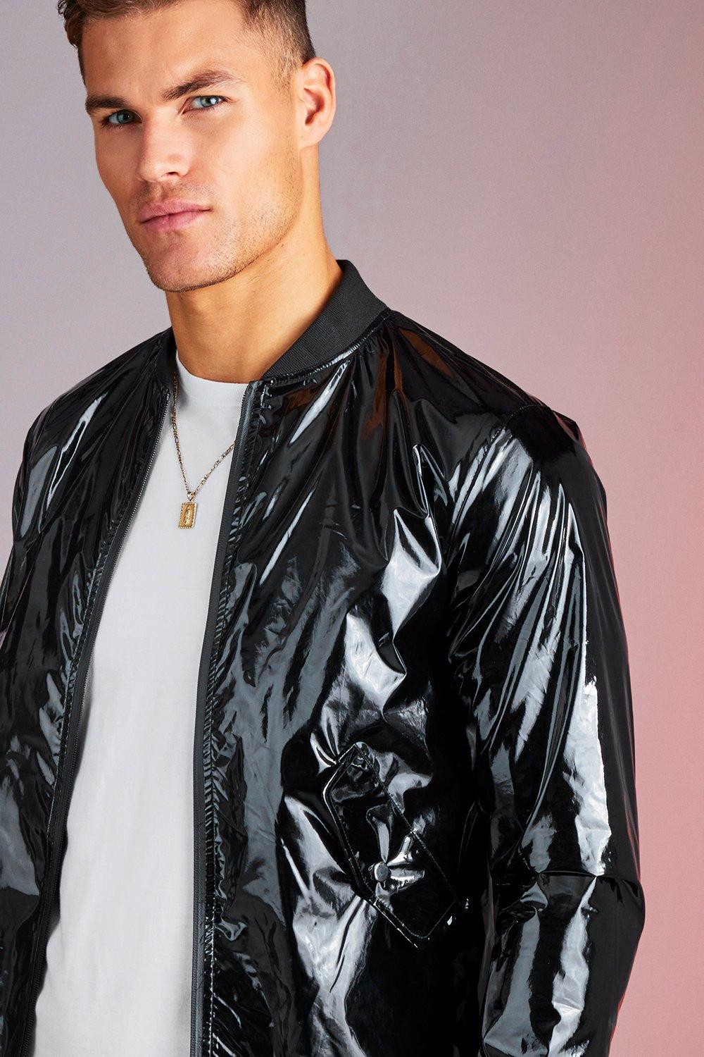 Mens shiny bomber on sale jacket