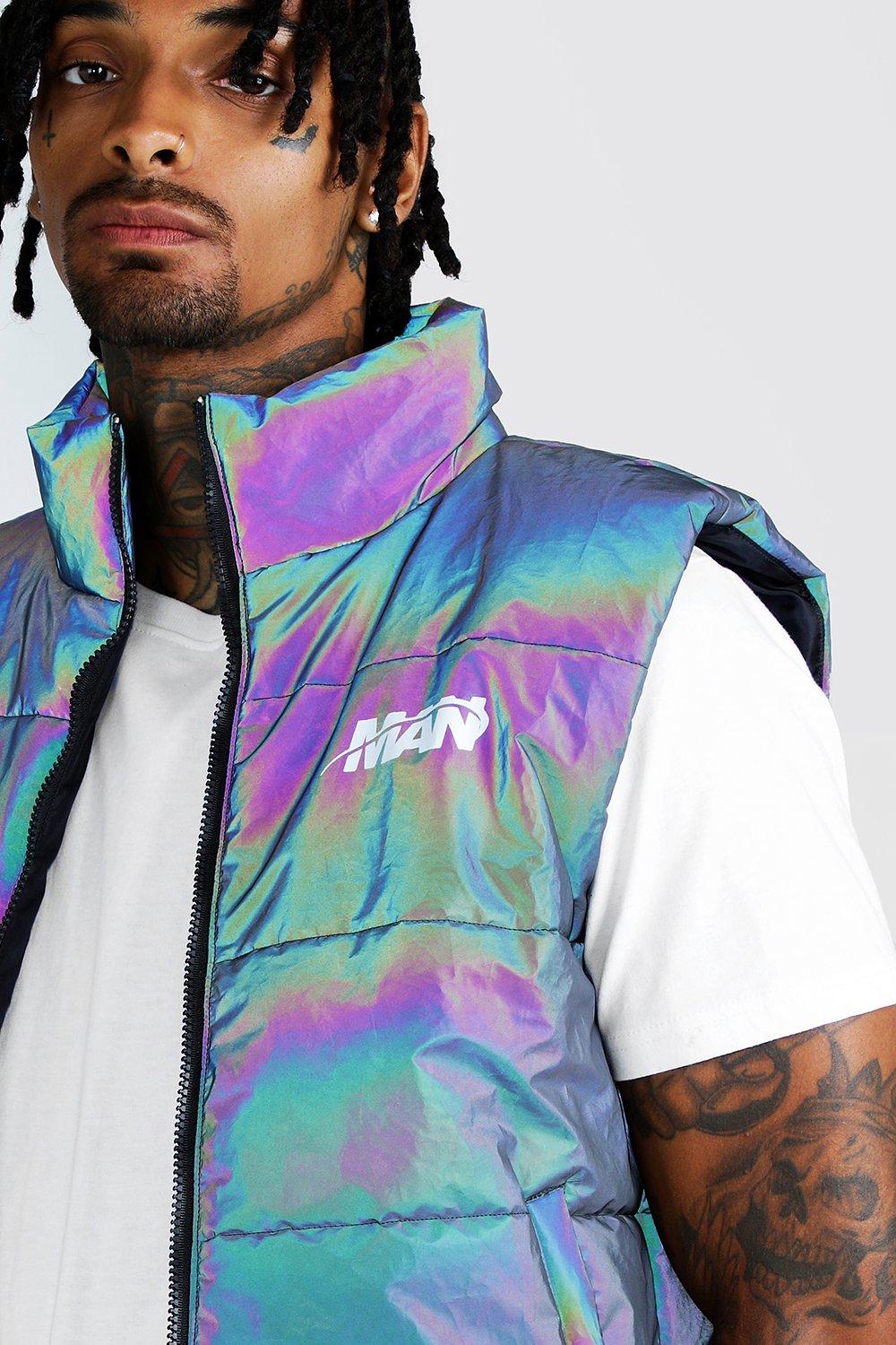 MAN Rainbow Reflective Puffer Coat