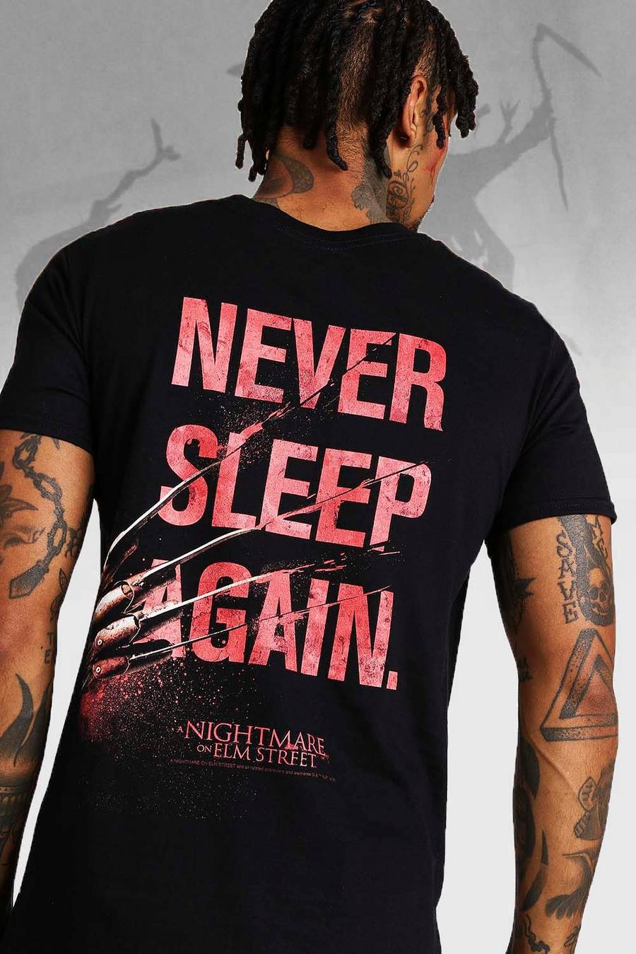 Black noir Halloween Nightmare On Elm Street Back Print T-Shirt image number 1