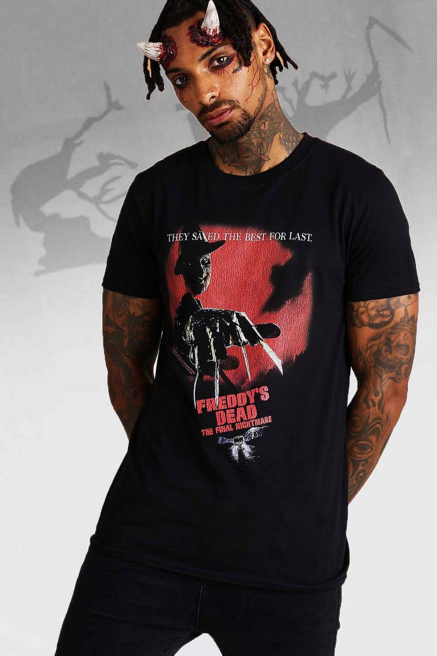 T-Shirt mit lizenziertem „Nightmare On Elm Street Freddie“-Print, Schwarz image number 1