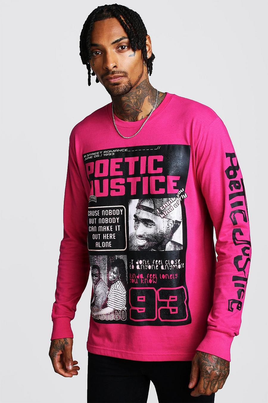 Pink "Poetic Justice" Långärmad t-shirt med Tupac-motiv image number 1
