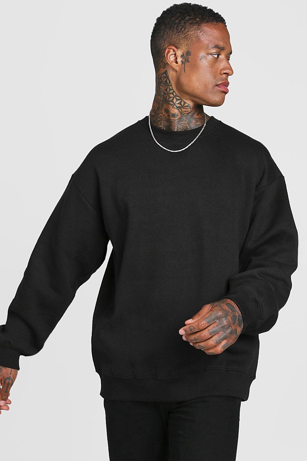 Black Oversized Crew Neck Sweatshirt | estudioespositoymiguel.com.ar