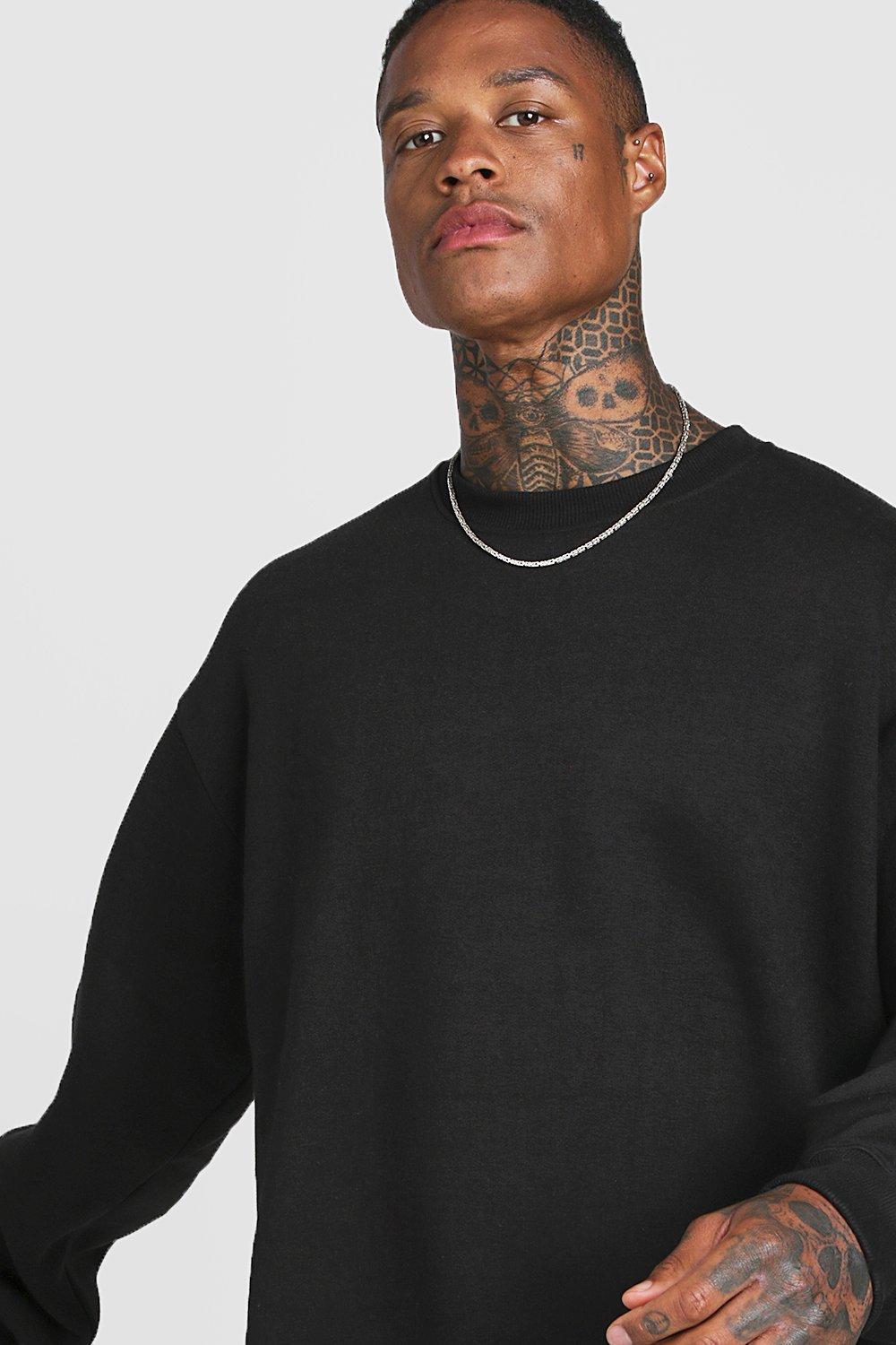 oversized black crew neck