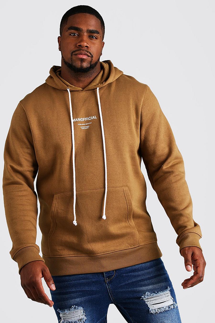 Brown Plus Size MAN Official Hoodie With Drawcord image number 1