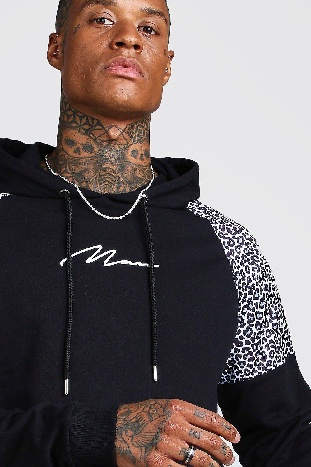 Mens panel raglan zip up hoodie online