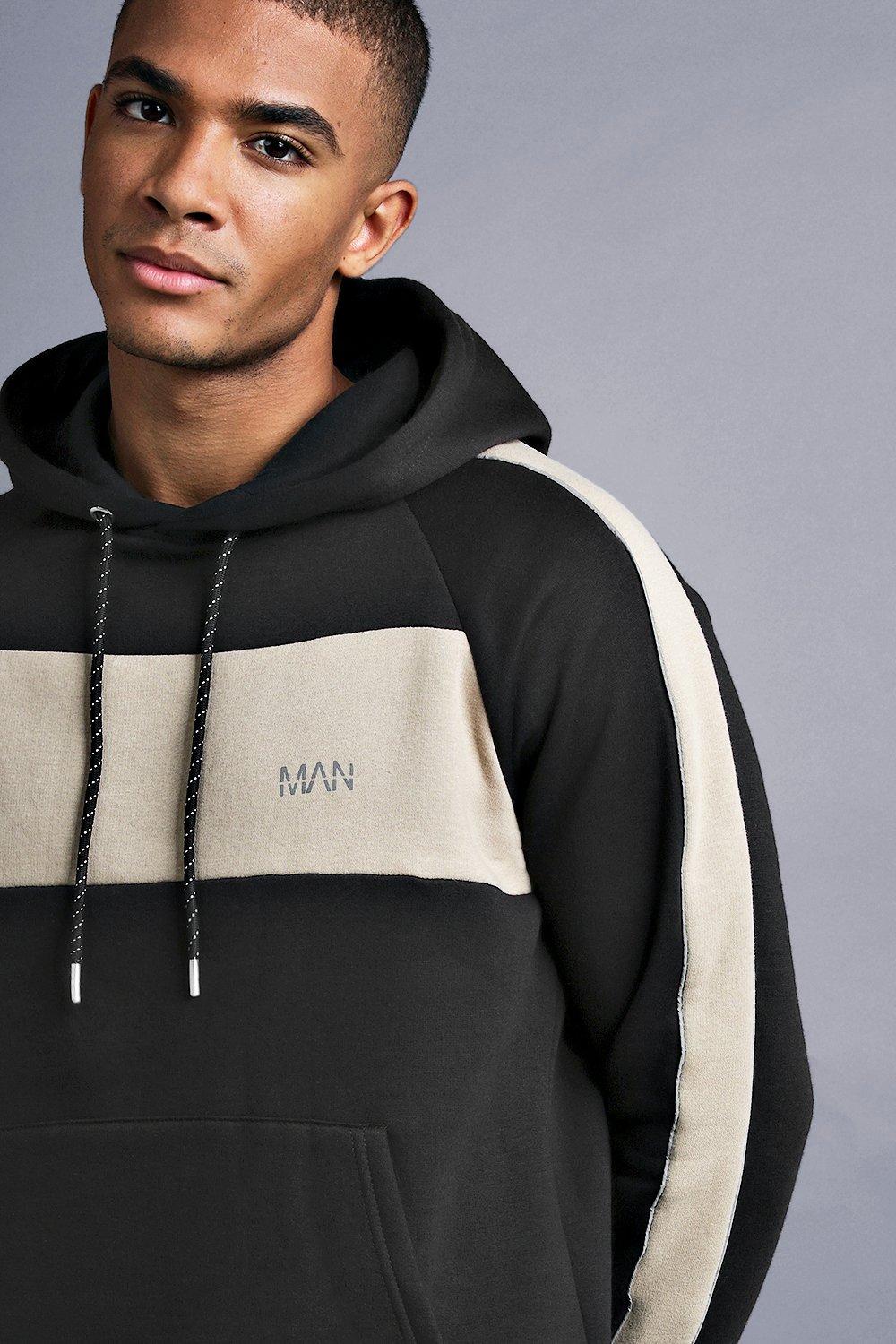 MAN Raglan Panelled Hoodie | boohoo