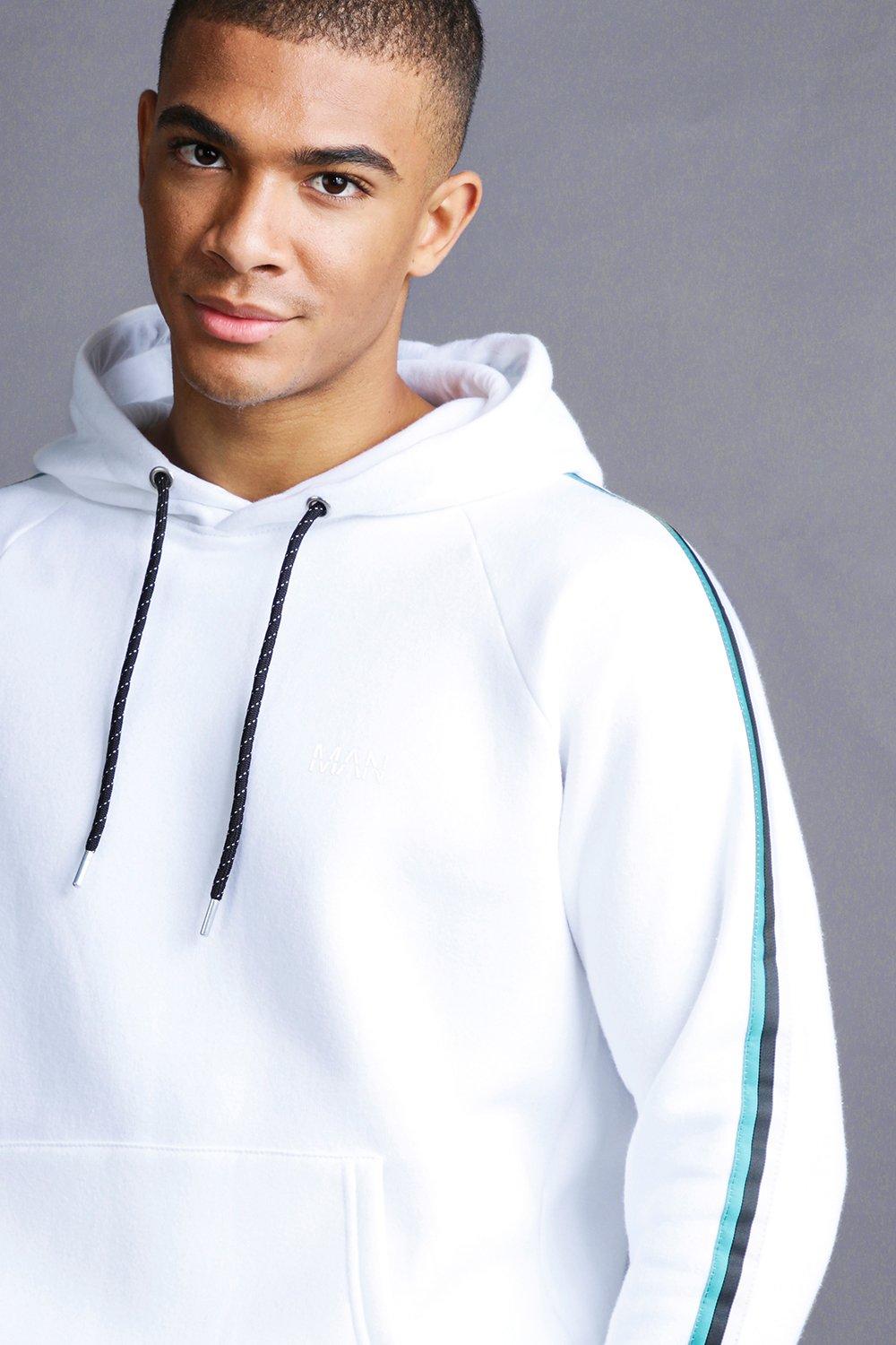 MAN Raglan Hoodie With Tape Detail boohoo IE