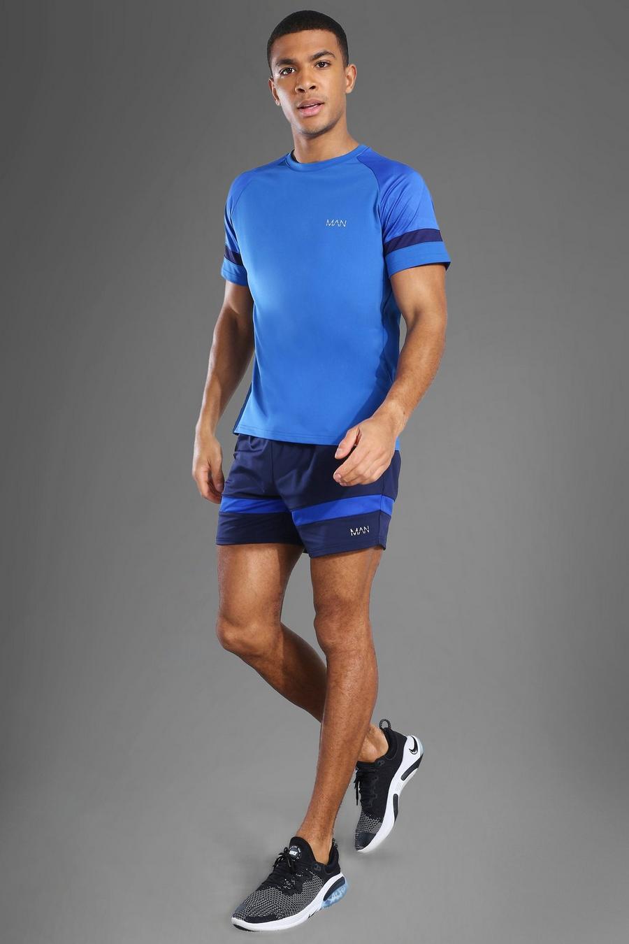 Cobalt MAN Active T-shirt och shorts med paneler och fickor image number 1
