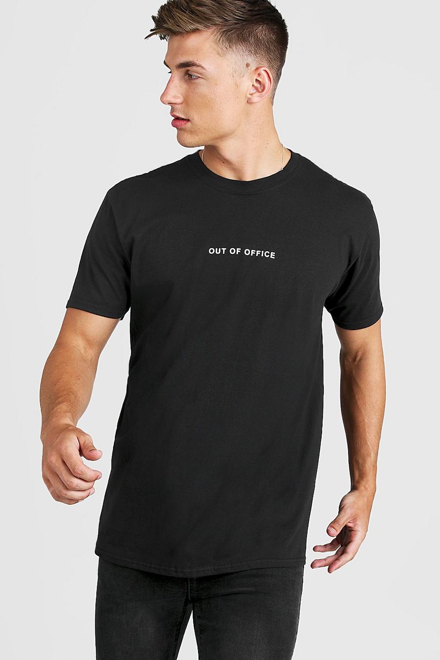 Camiseta ancha con eslogan Out Of Office, Negro image number 1