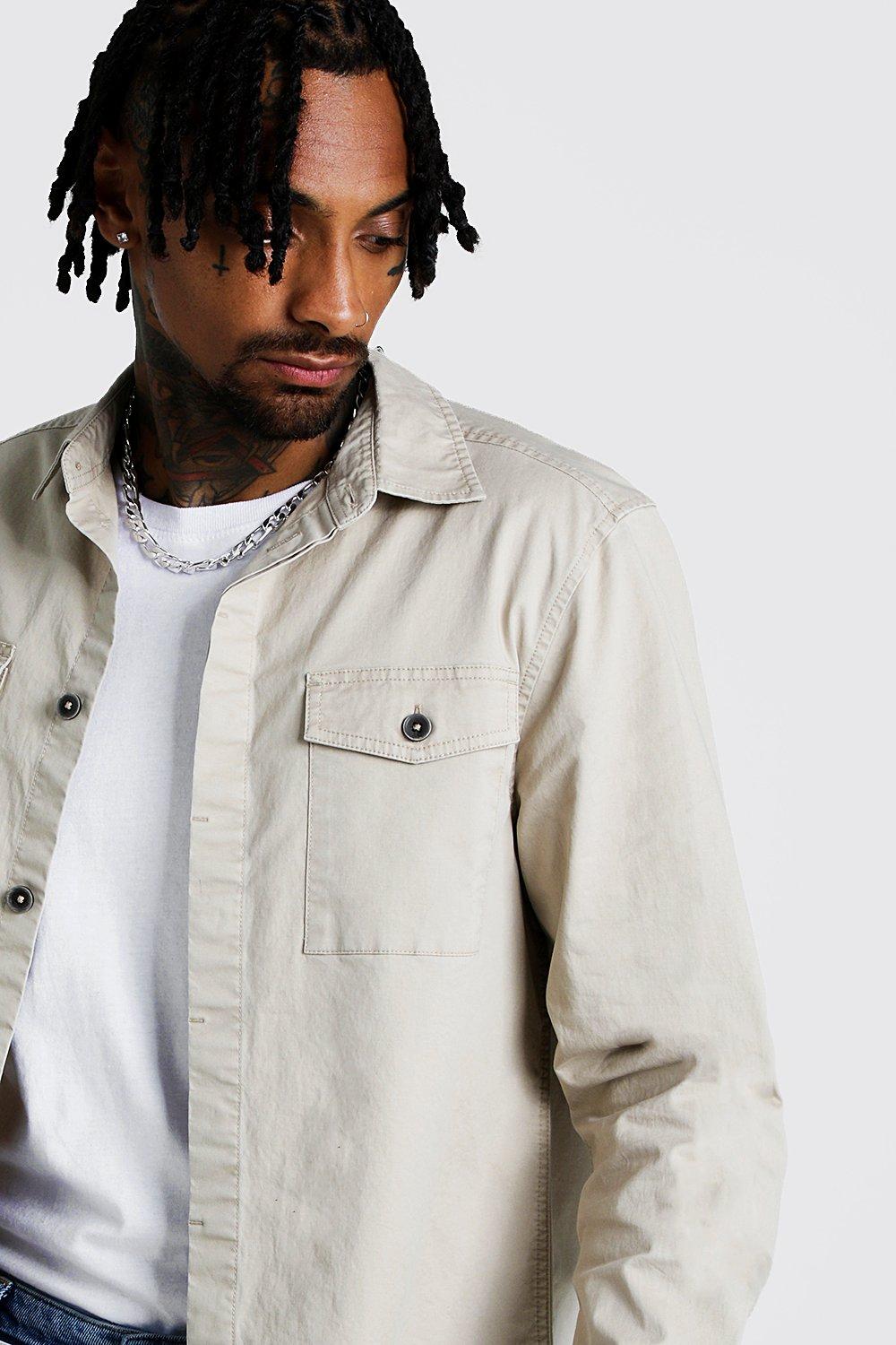 Men's Washed Twill Utility Shirt Jacket