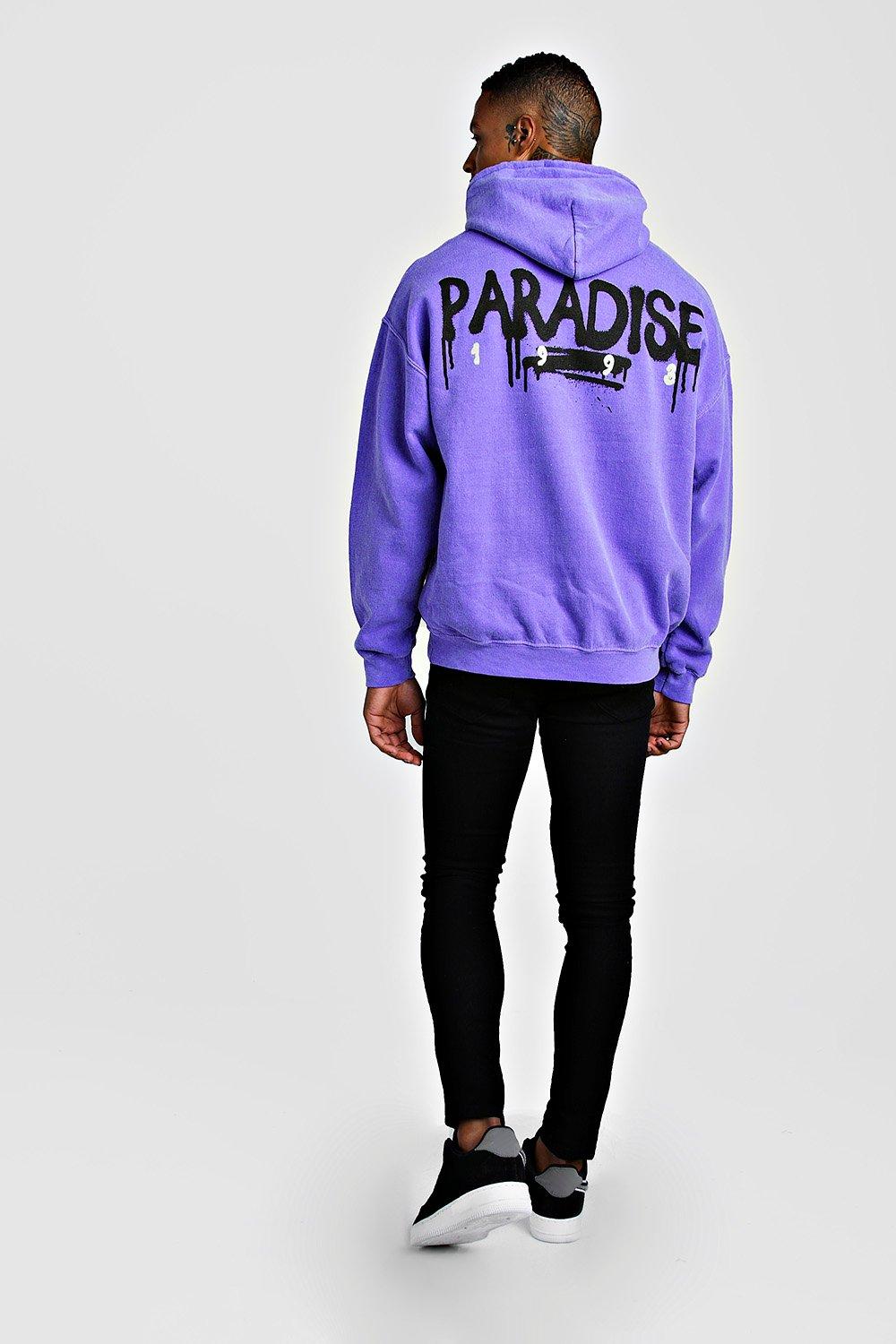 Oversized Paradise Back Print Hoodie