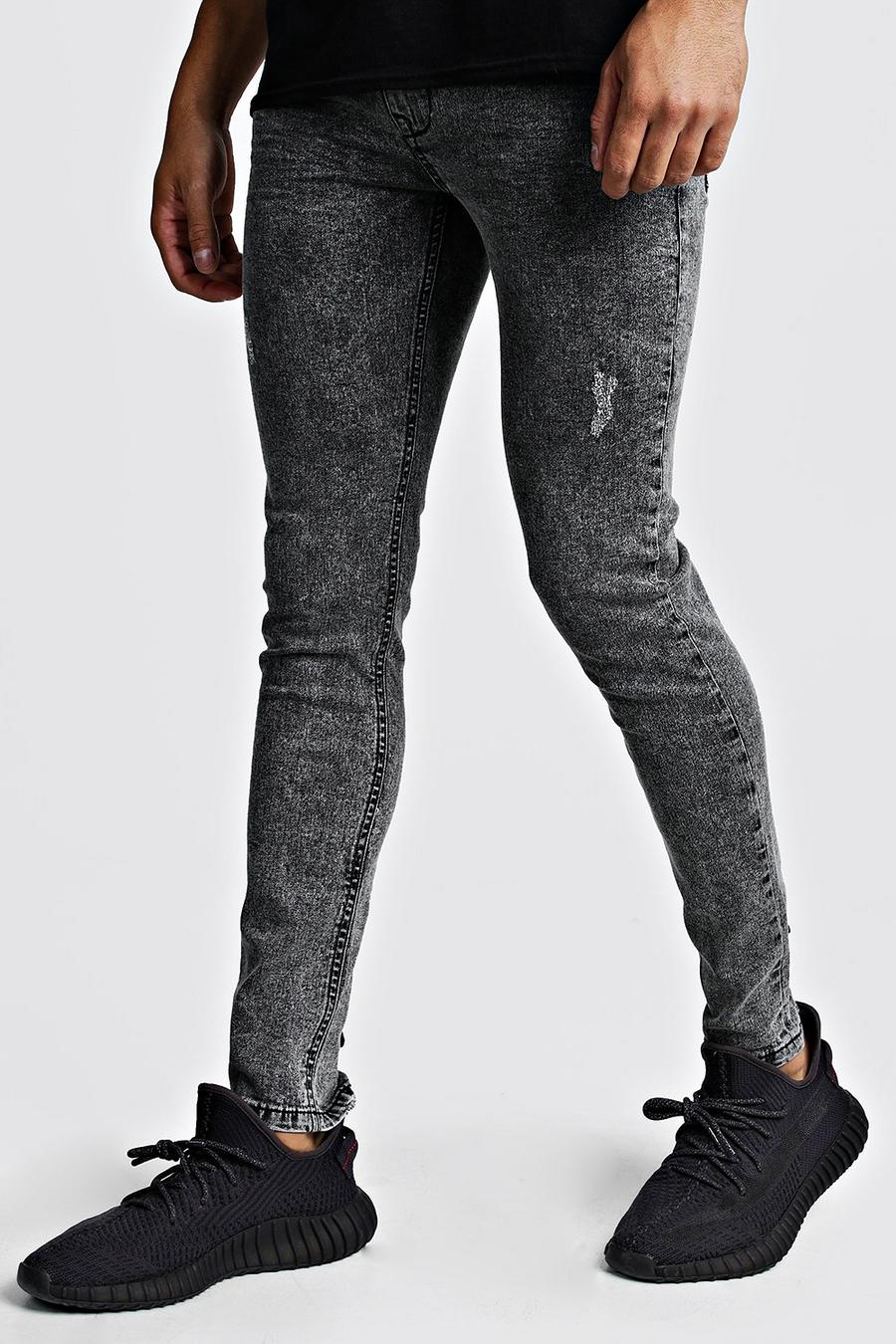 Jeans super skinny aspect vieilli, Gris grey image number 1