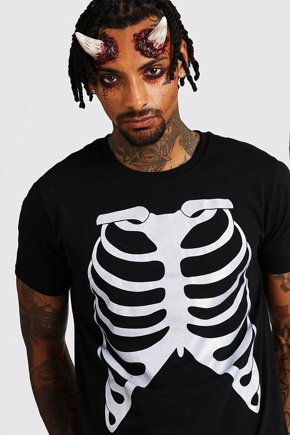 Halloween Skeleton Bones Metallic Print T-Shirt | boohoo