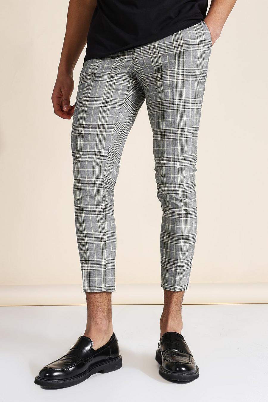 Pantalones capri super skinny cortos de cuadros grises, Gris image number 1