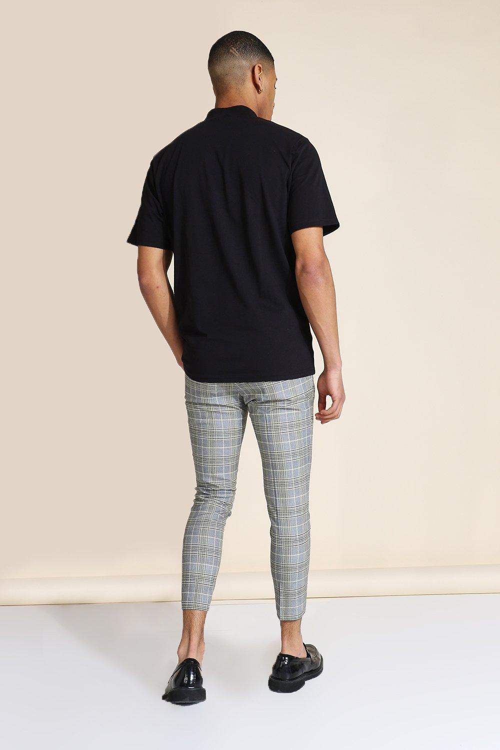 Super Skinny Grey Check Crop Trouser boohoo FI