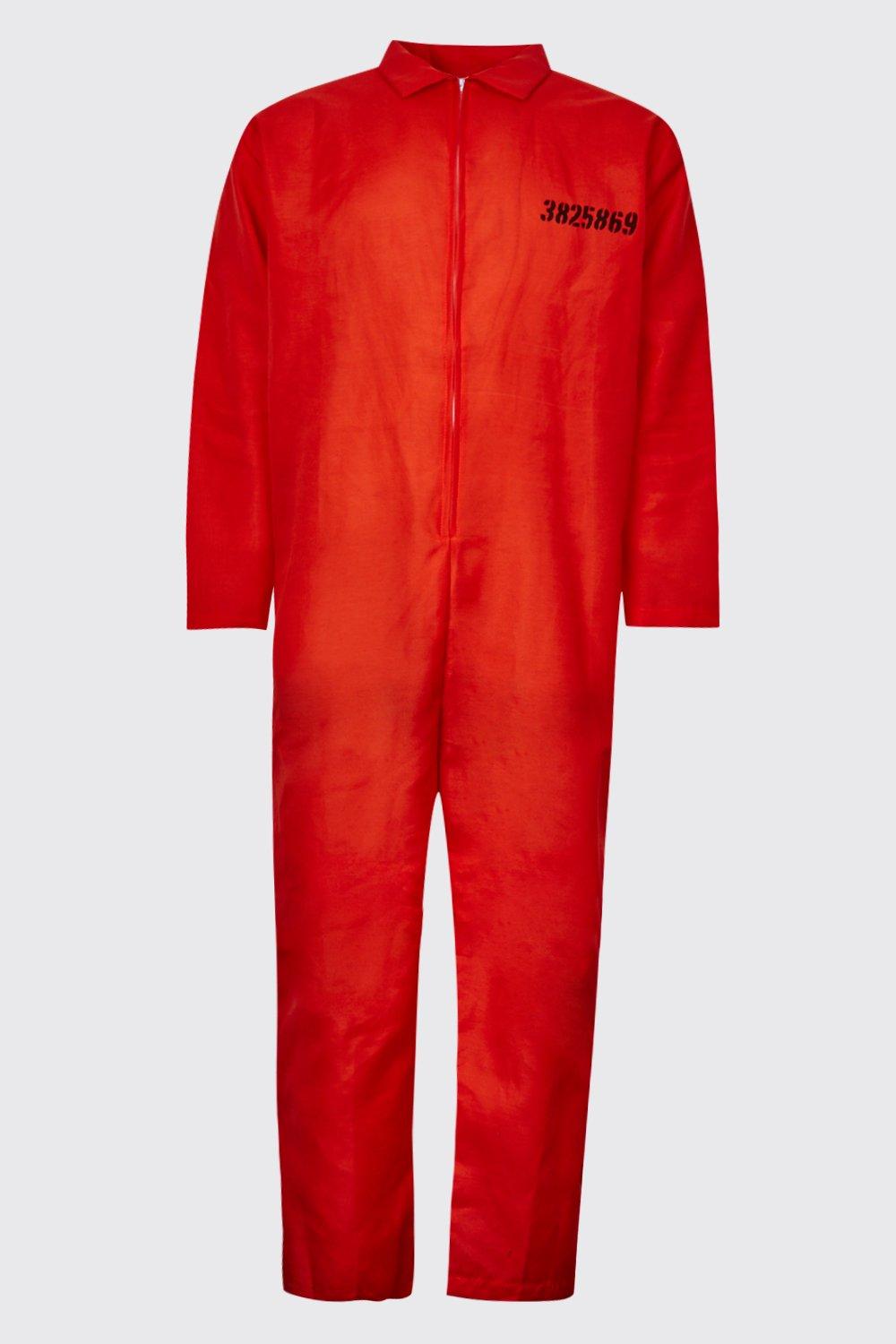 Men's Halloween Prisoner Orange Overall Costume