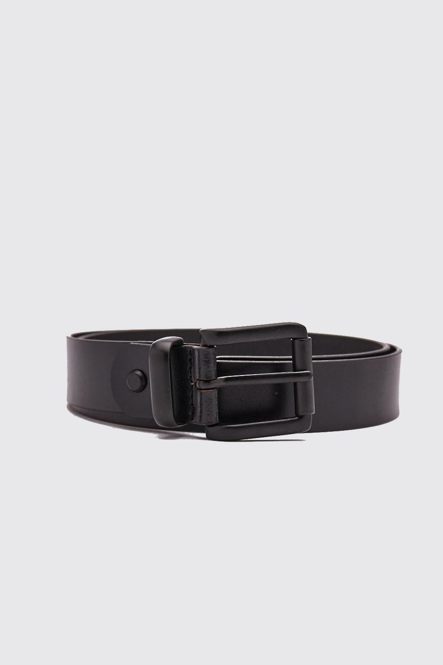 Cinturón de piel negro con hebilla image number 1