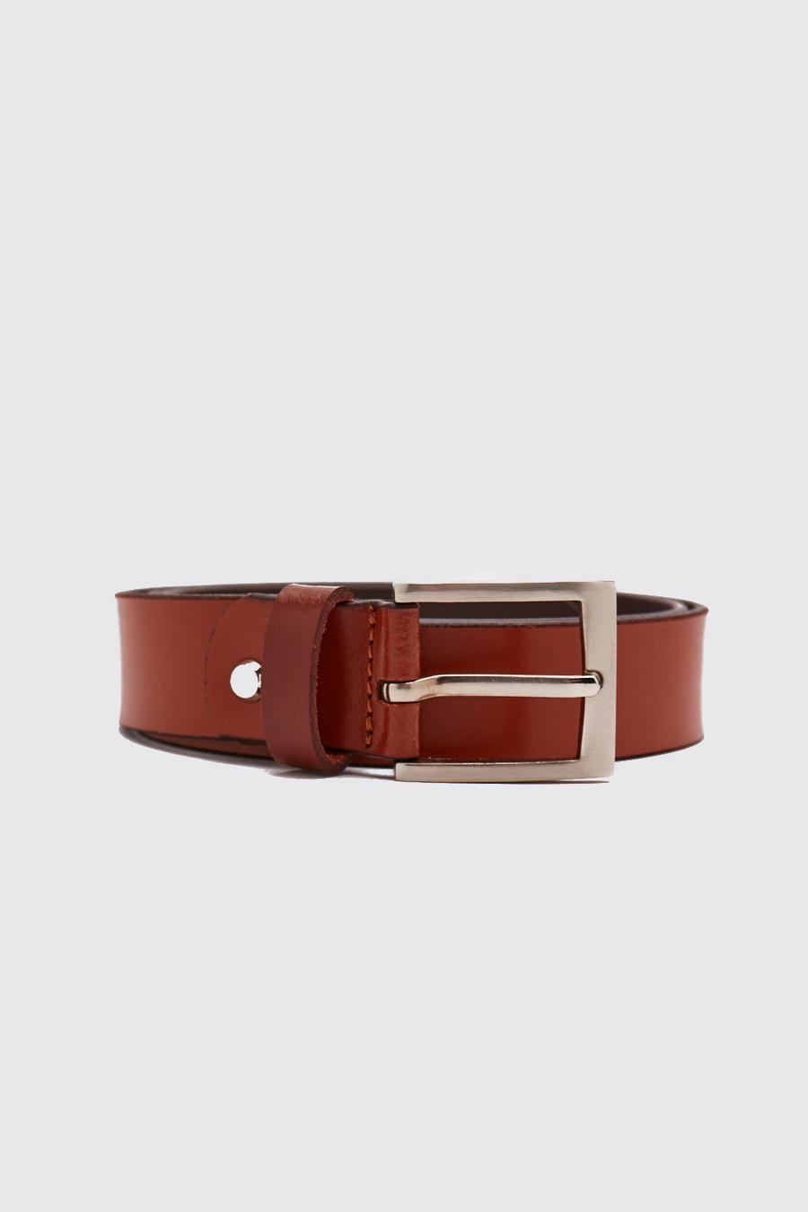 Tan brown Real Leather Smooth Belt image number 1