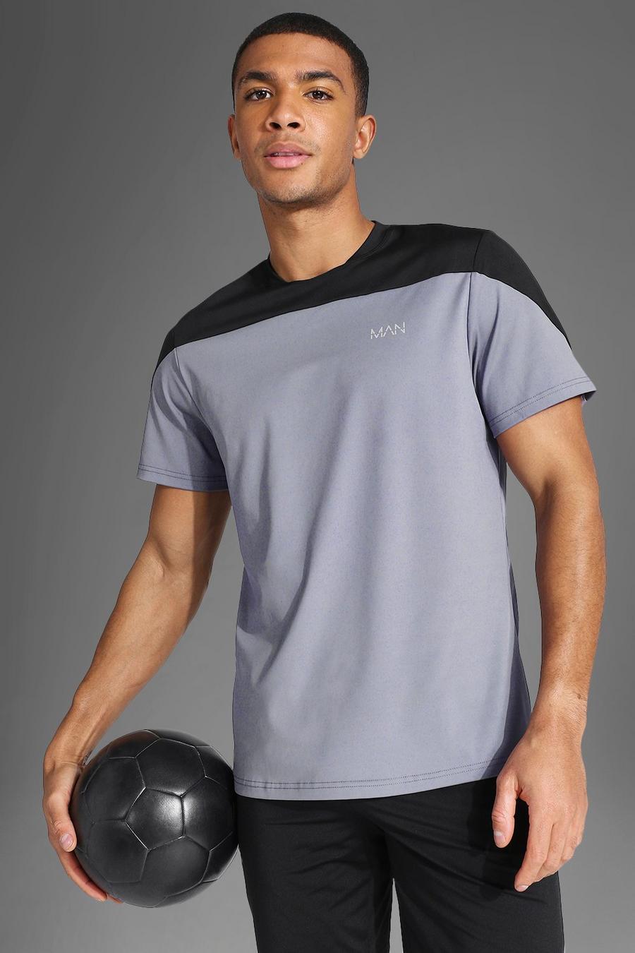 Charcoal Man Active Colour Block T Shirt image number 1