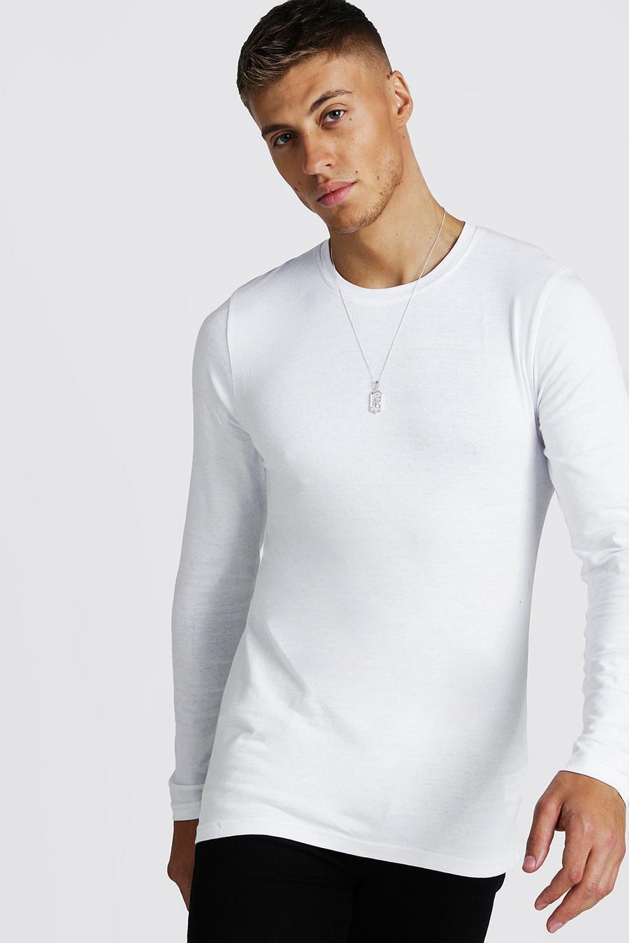 Camiseta marcada de manga larga, Blanco image number 1