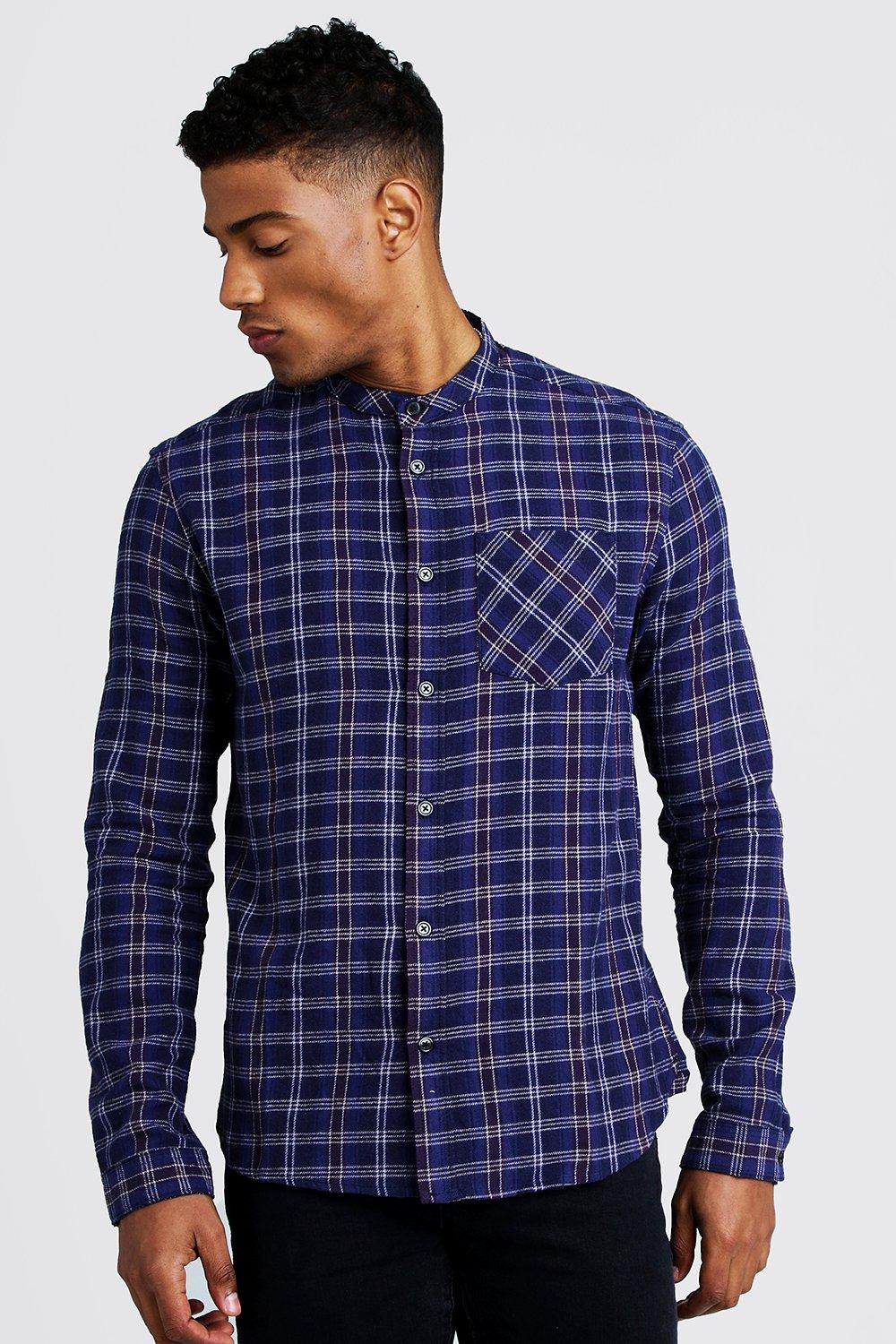 grandad collar flannel shirt