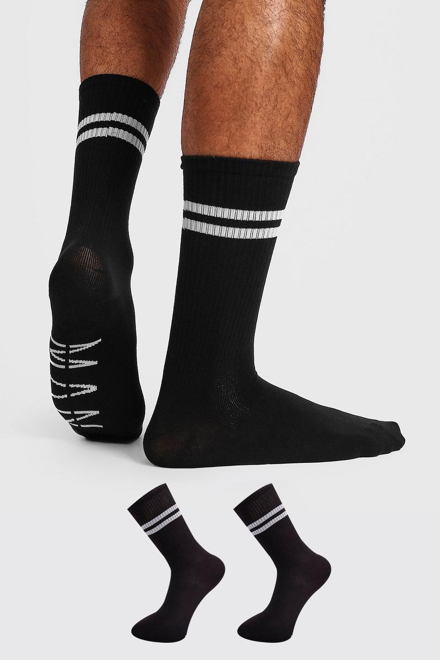 Lot de 2 paires de chaussettes de sport à rayures MAN Dash, Noir black image number 1