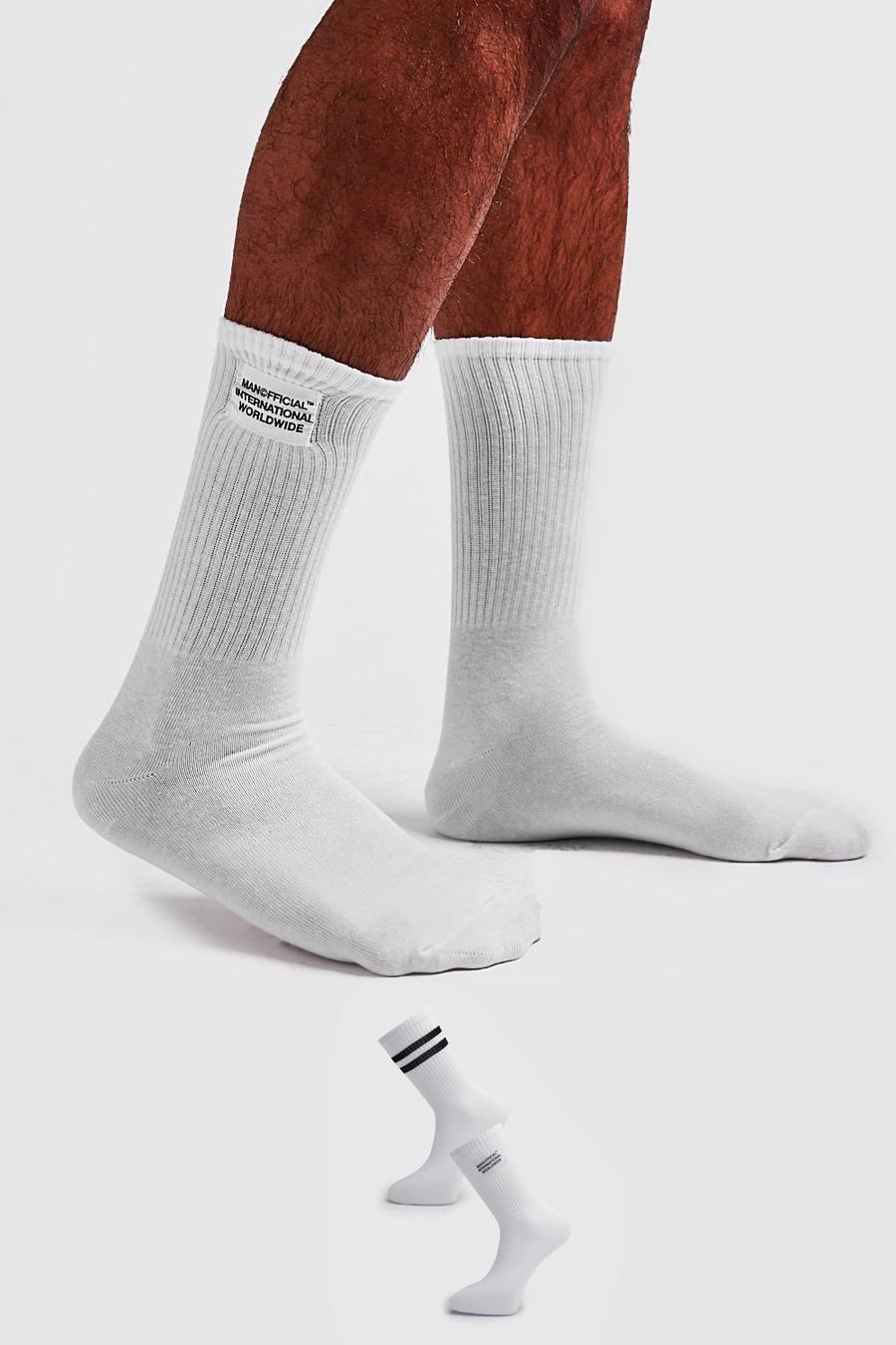 2er-Pack gewebte Socken mit Etikett, Weiß image number 1