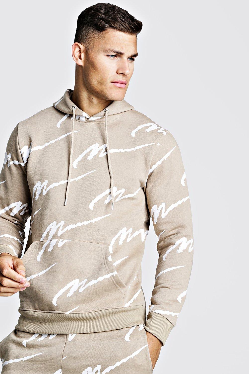 All over man discount printed hooded tracksuit