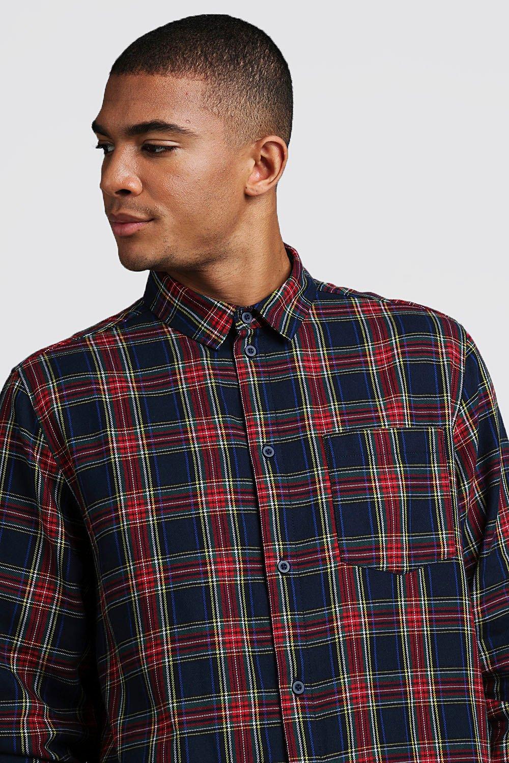 Chemise longue a carreaux en tartan brosse boohoo FR
