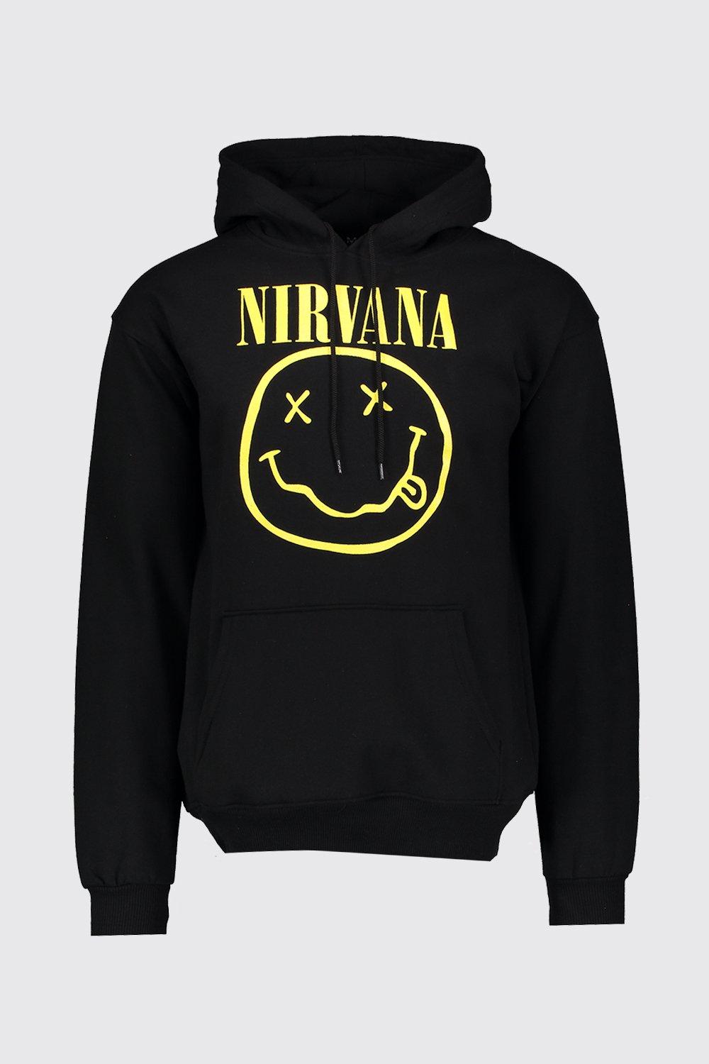 Felpa ufficiale Nirvana con cappuccio boohoo