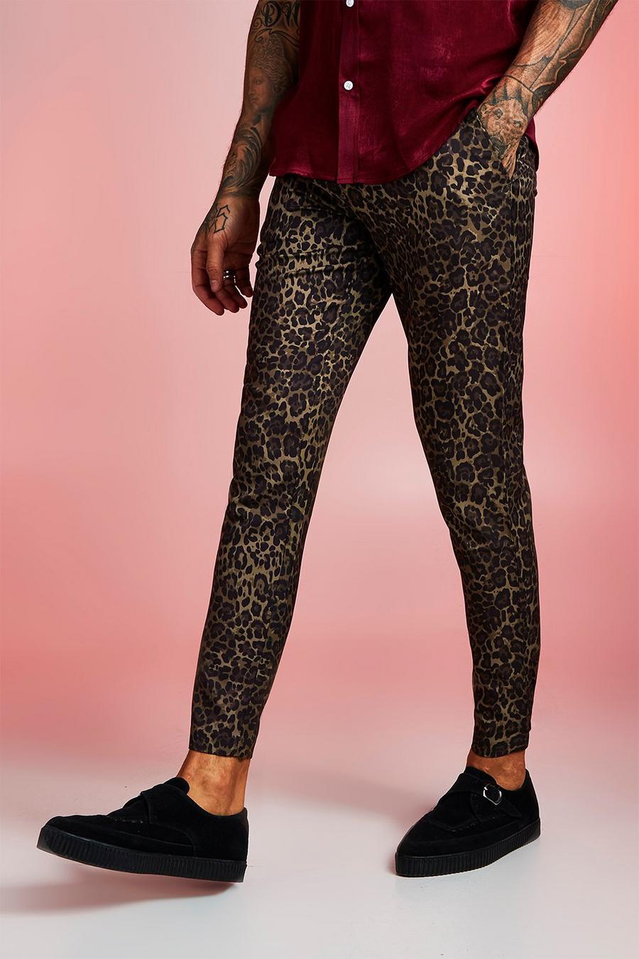 Brown Leopard Print Trousers image number 1