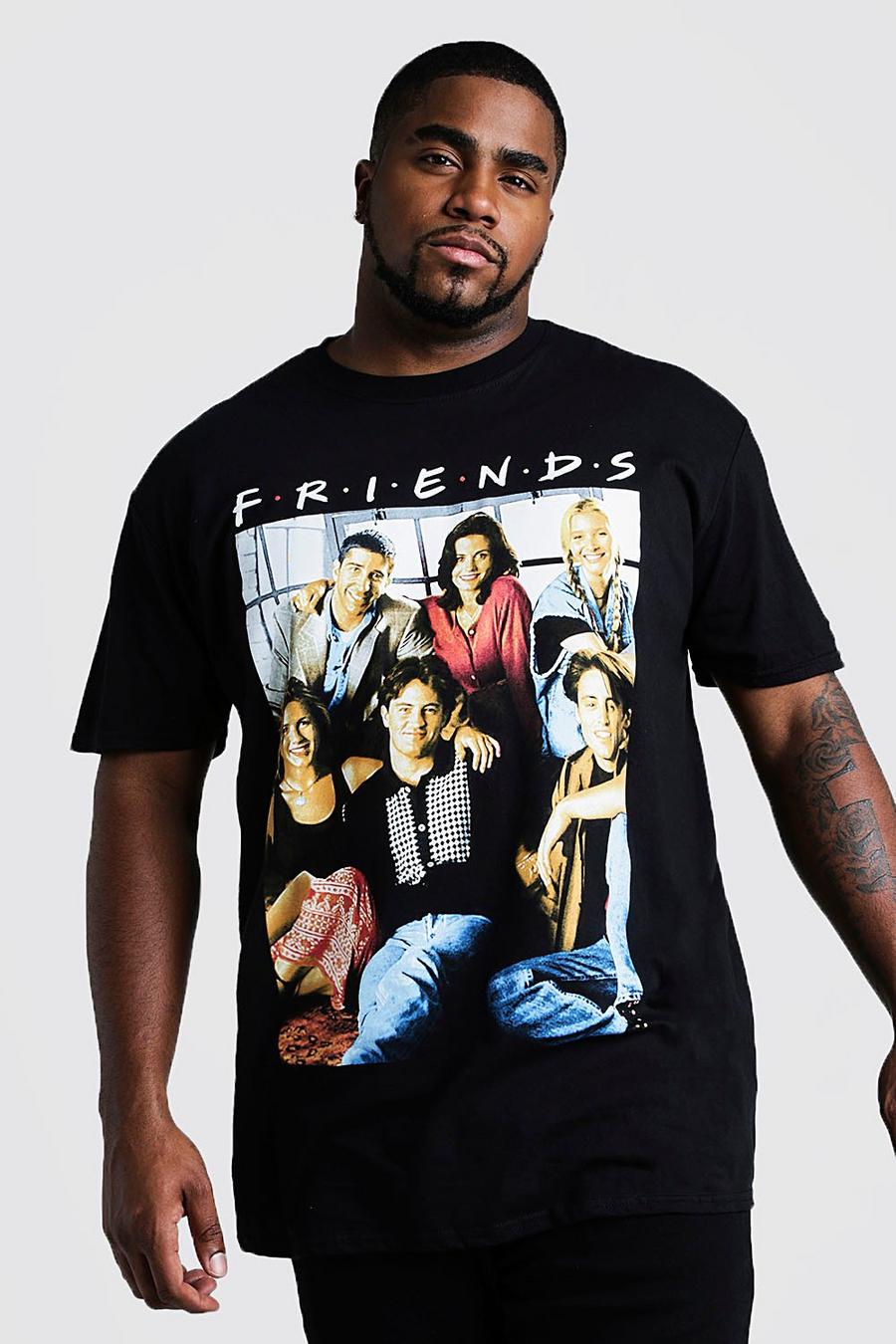 Big And Tall T-Shirt mit lizenziertem „Friends Cast“-Print, Schwarz image number 1