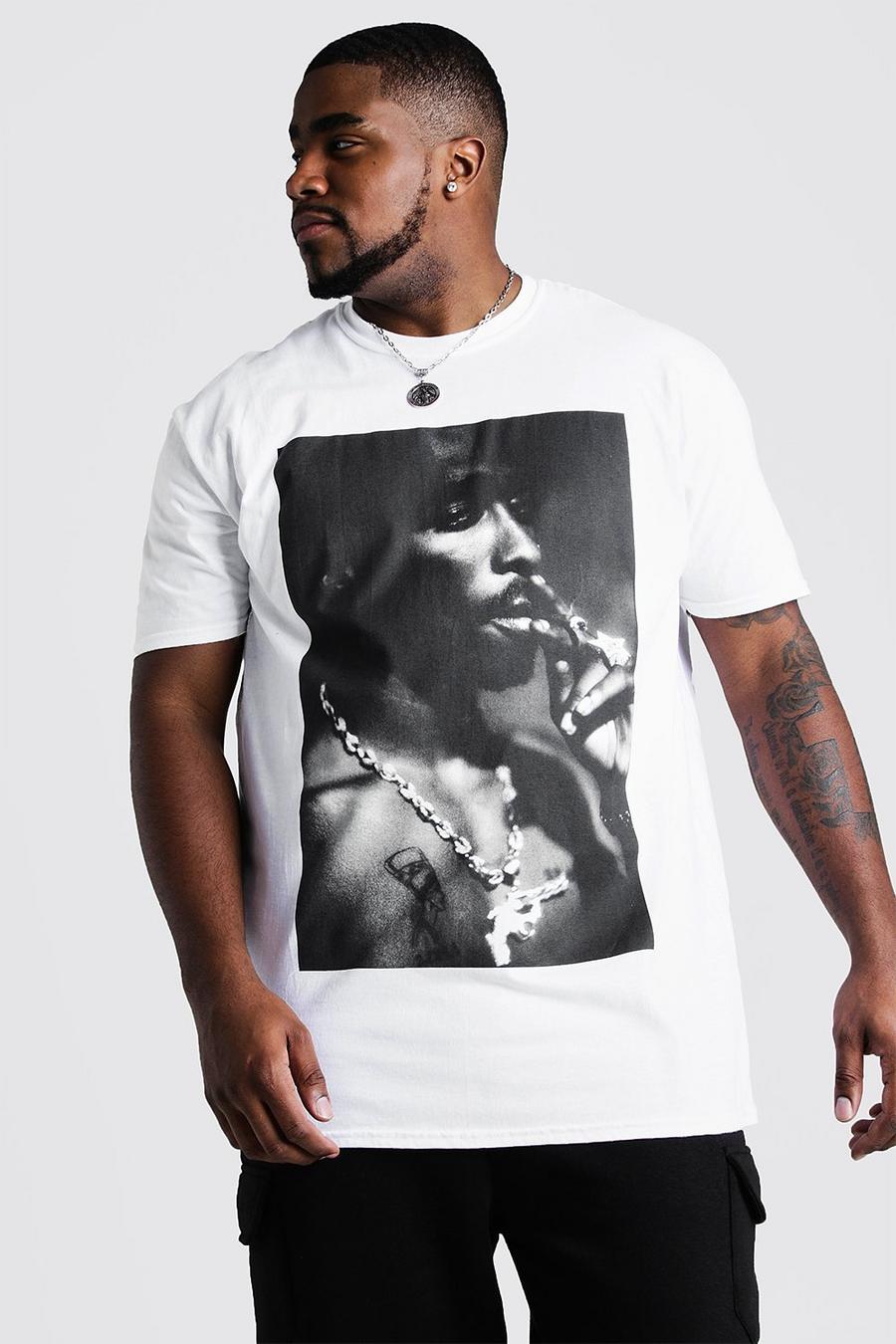 Camiseta con licencia de Tupac fumando Big And Tall, Blanco image number 1