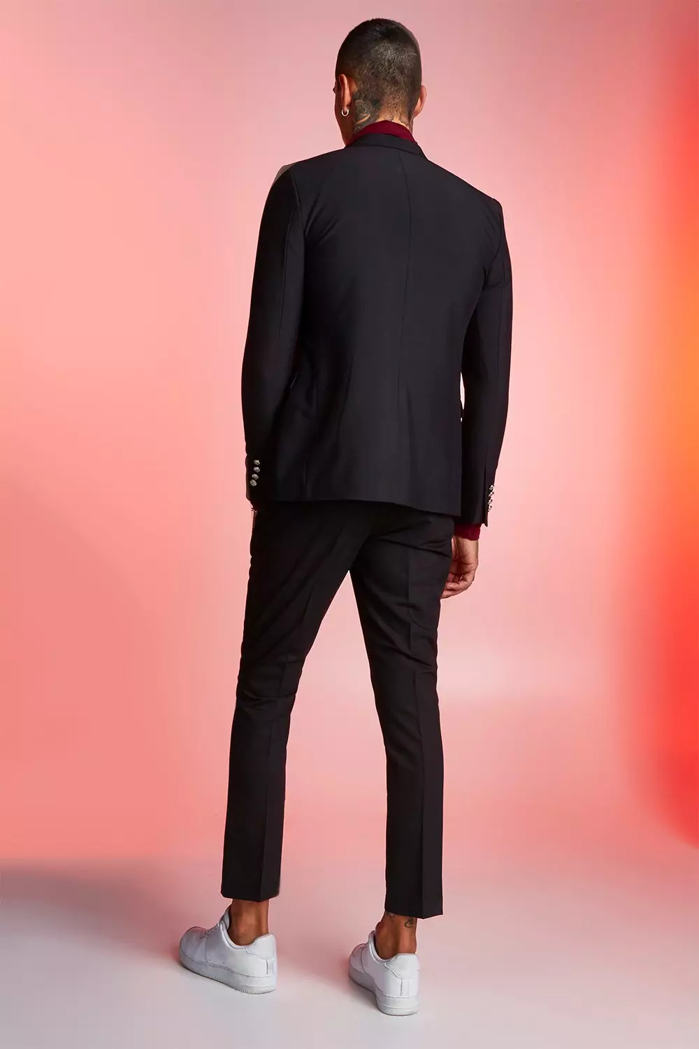 Skinny Fit Double Breasted Suit Jacket With Buttons Boohoo