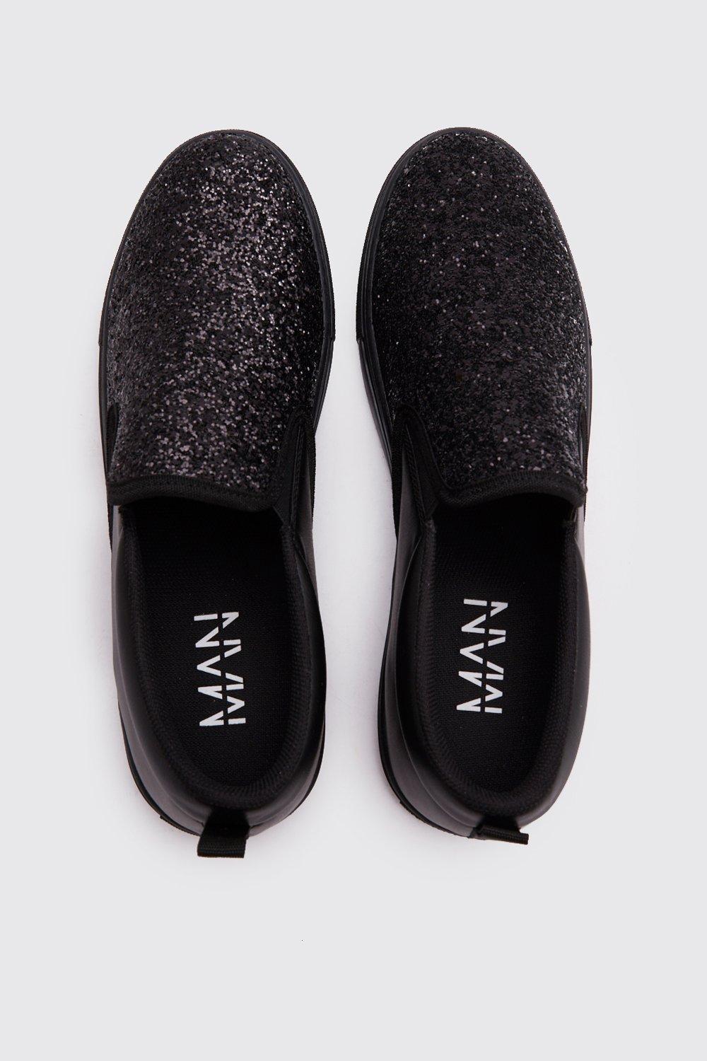 Black glitter slip on hot sale sneakers