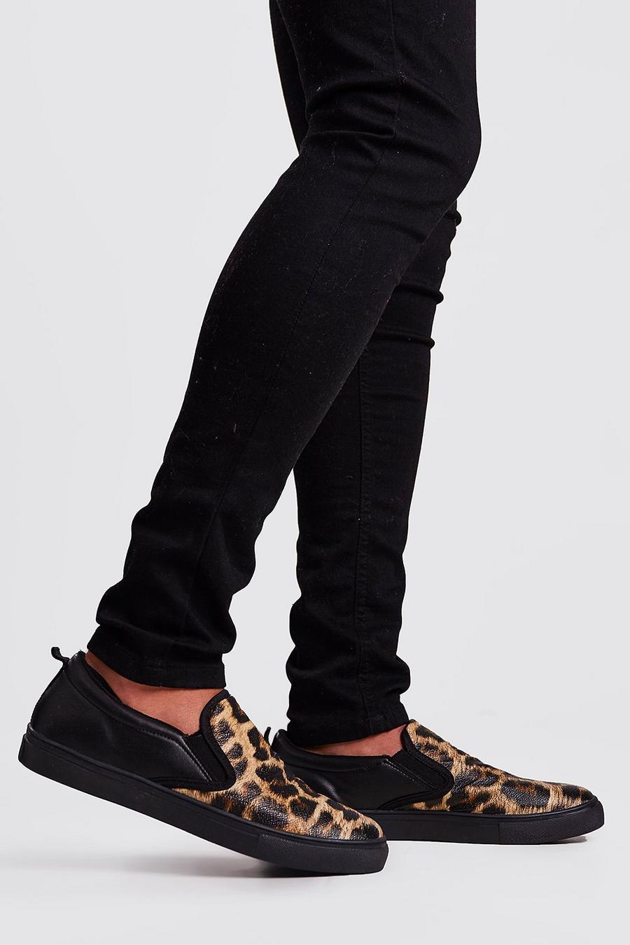 Black Leopard Slip On Sneakers image number 1