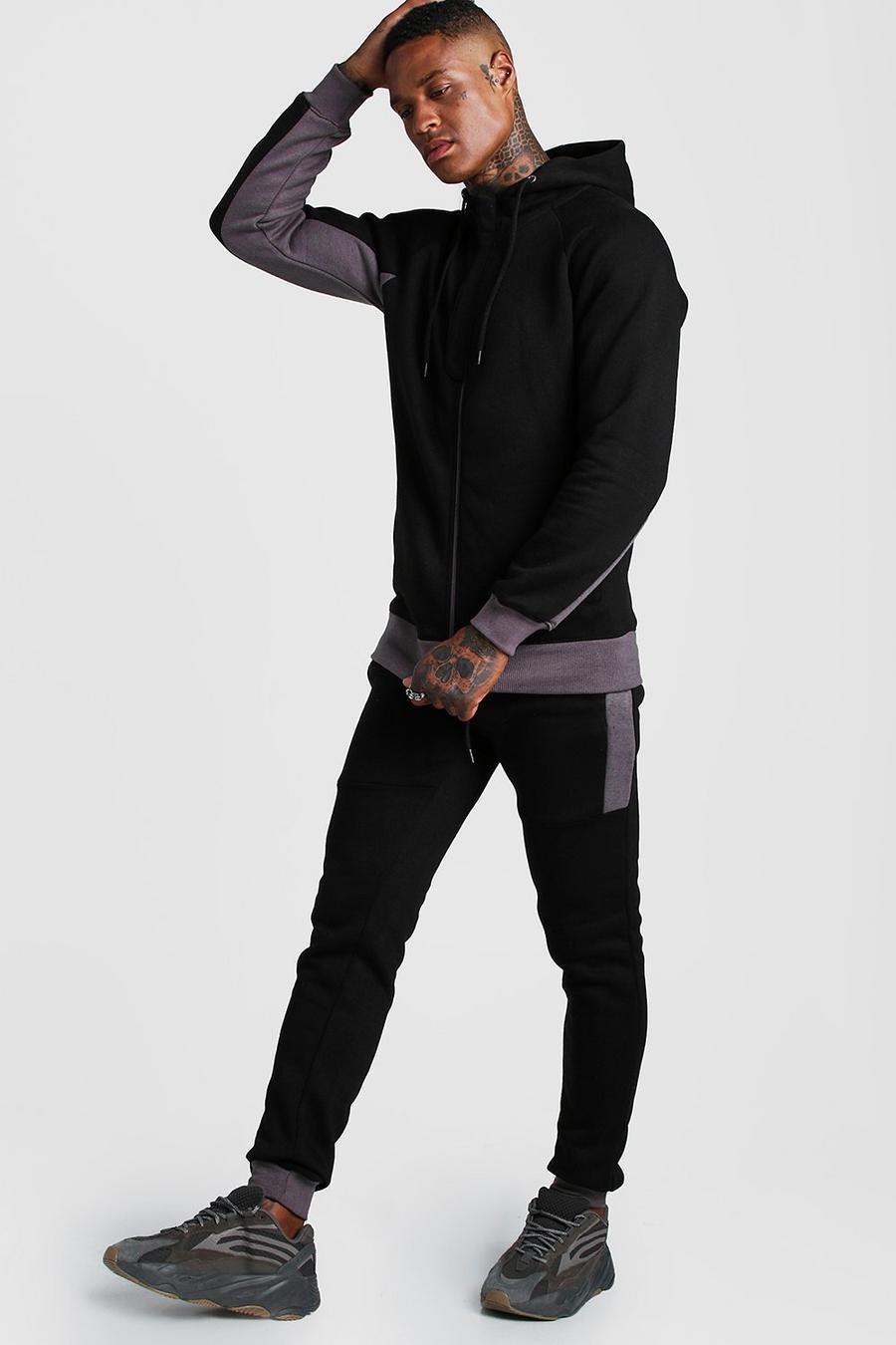 Hooded Zip Through Tracksuit With Side Panels image number 1