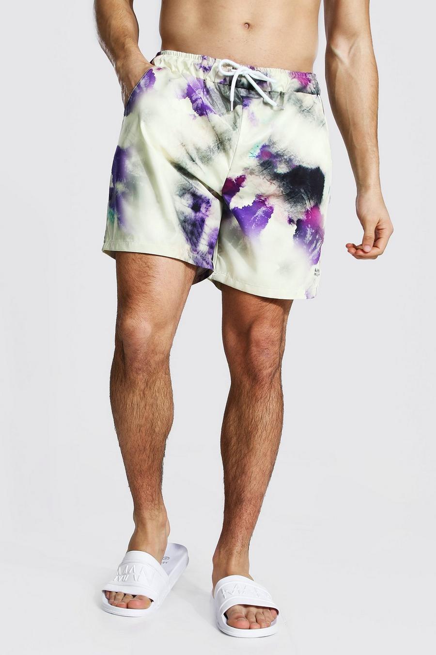 Lilac Mid Length Abstract Print Swim Short image number 1